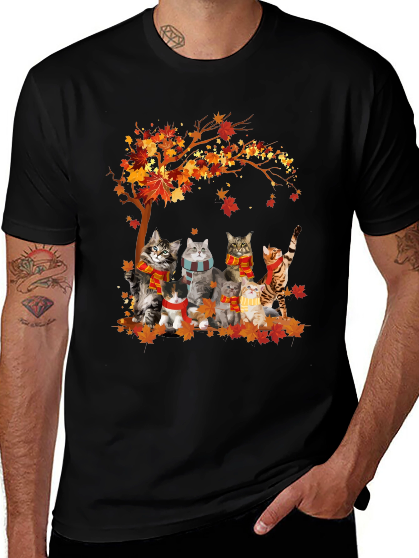 Autumn Cats T-Shirt - Fall Vibes