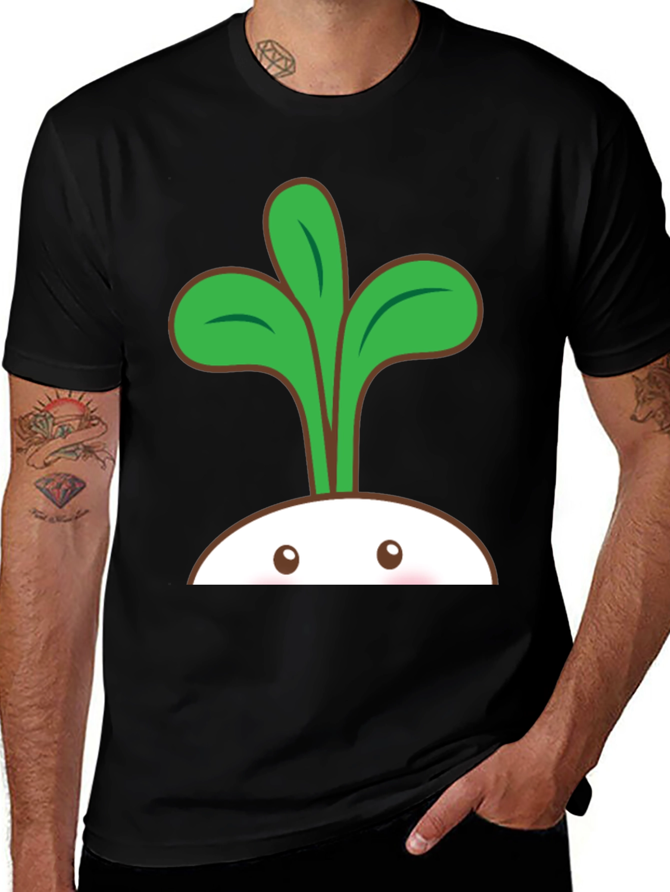 Variant 17 of Cute Sprout Graphic T-Shirt - Black