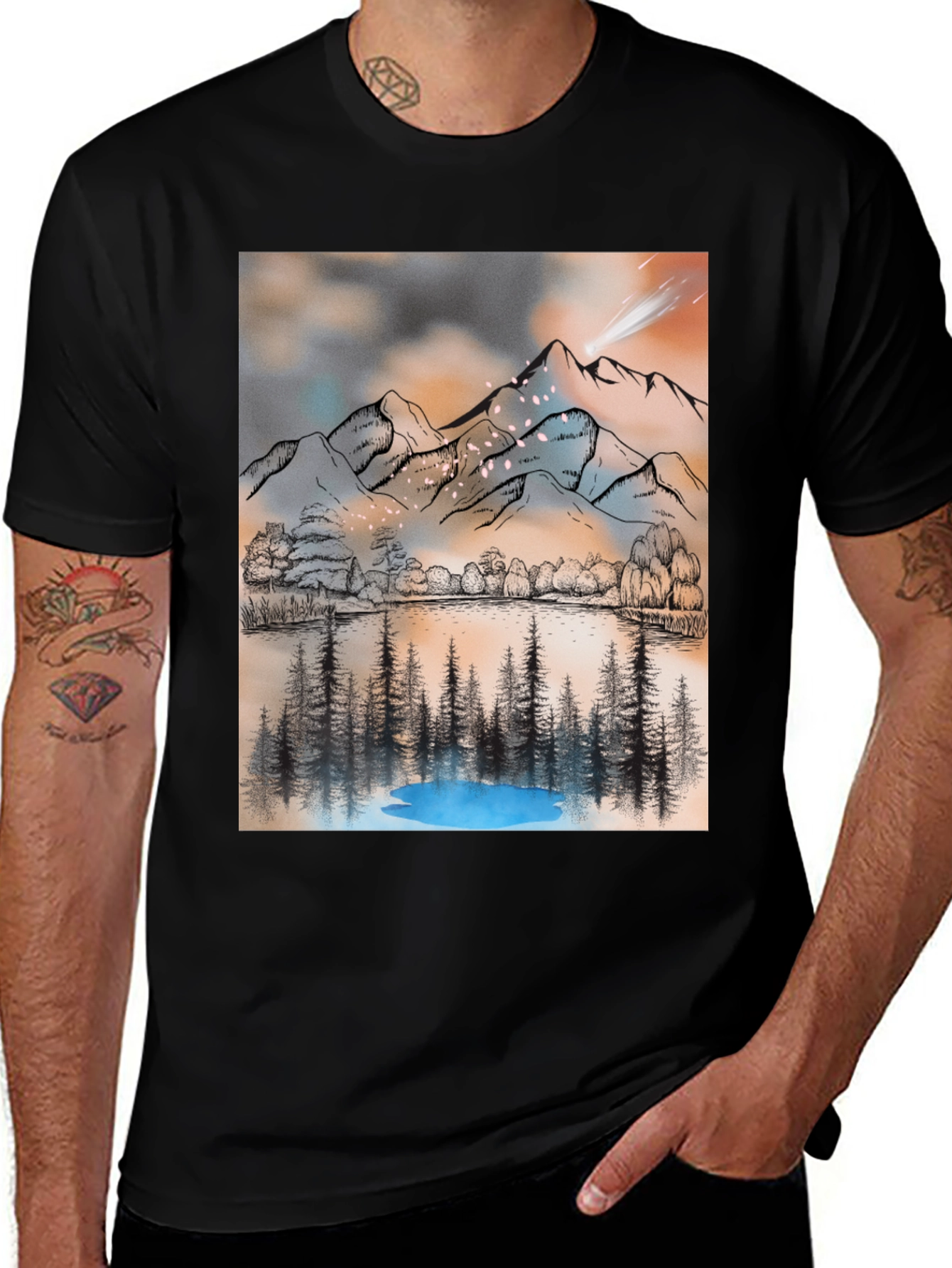 Variant 15 of Mountain Lake T-Shirt - Artistic Graphic Tee