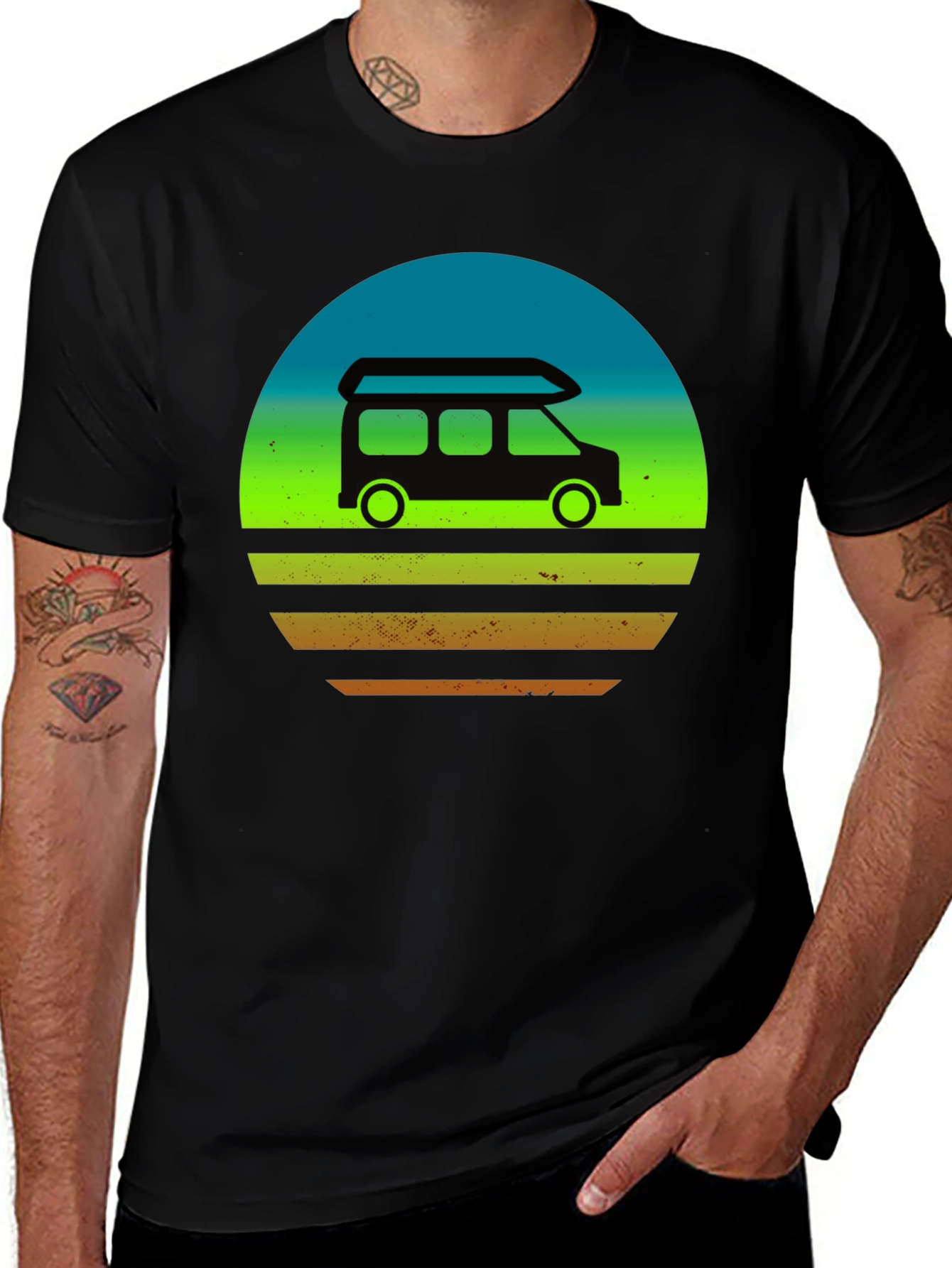 Variant 16 of Retro Camper Van Sunset Graphic Tee