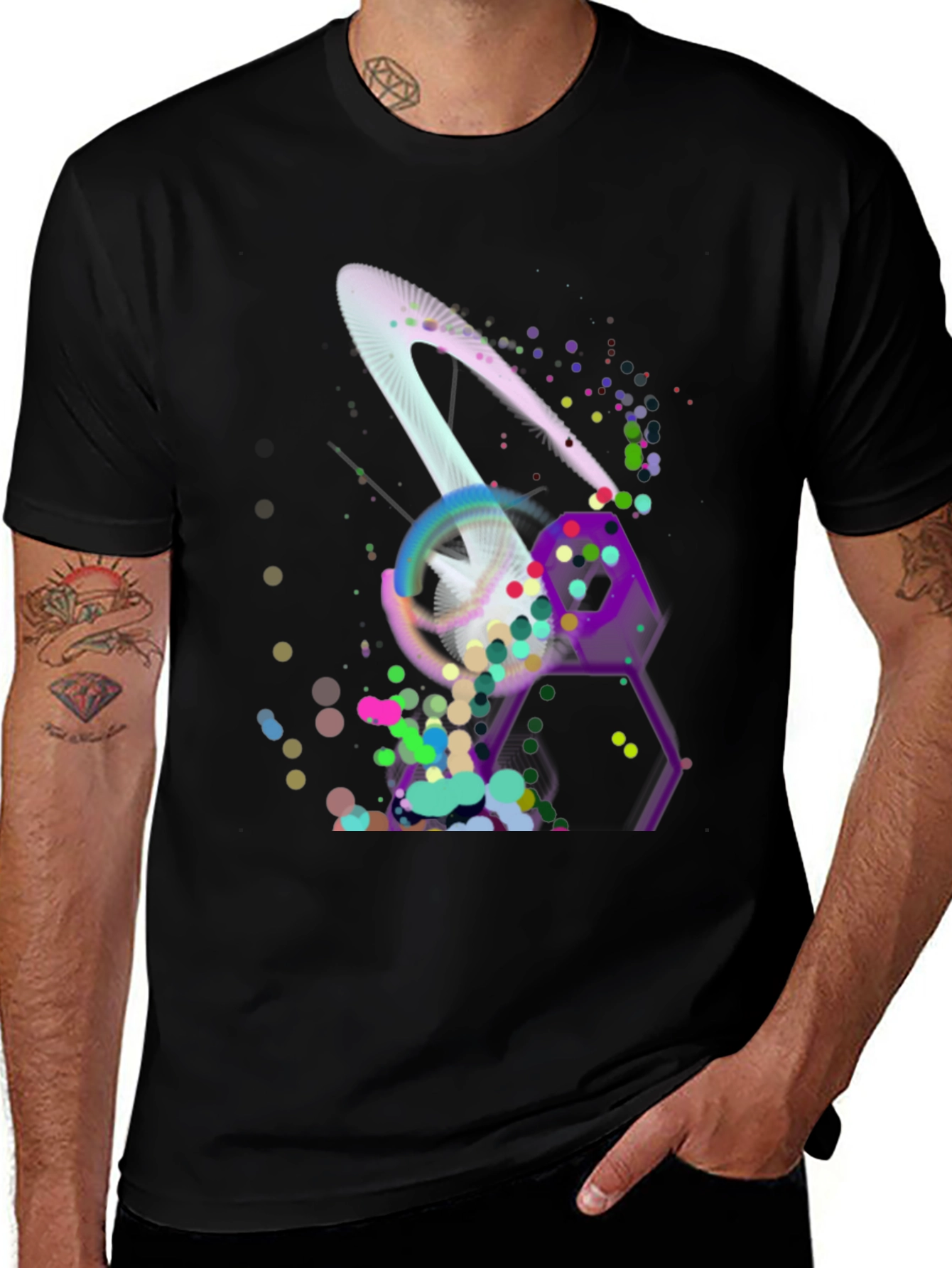 Variant 23 of Abstract Graphic Print Black T-Shirt