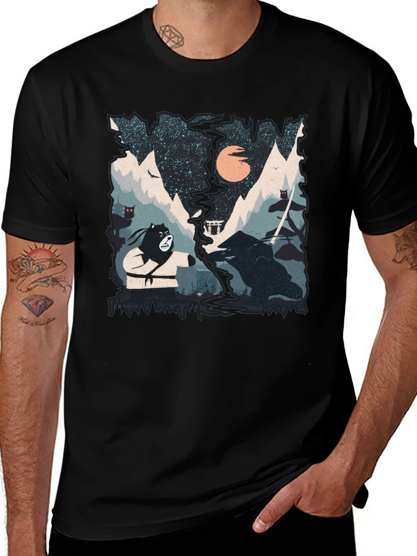 Samurai Bear Graphic T-Shirt