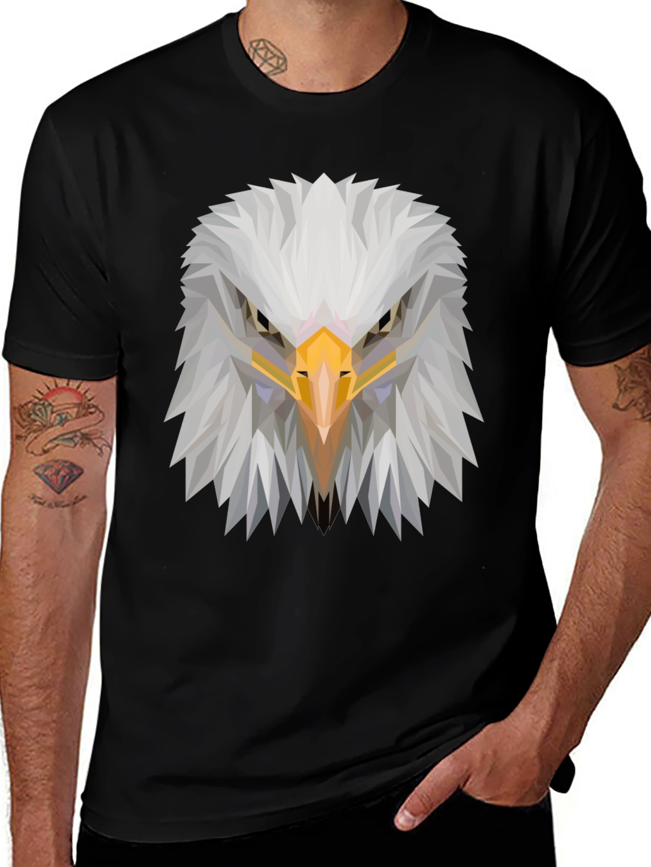 Variant 11 of Eagle Head Graphic Tee - Geometric Design