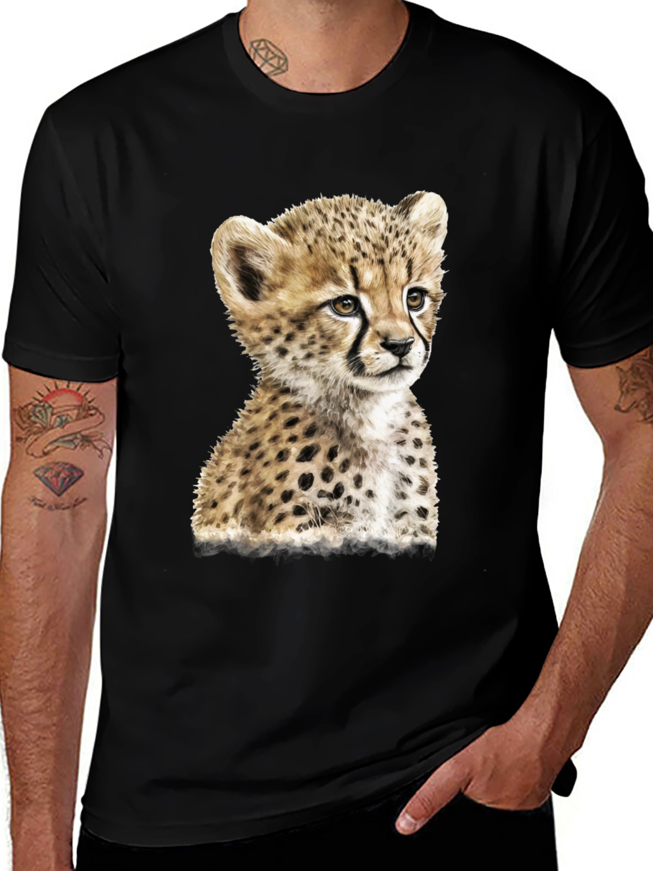 Variant 28 of Cheetah Cub Graphic Black T-Shirt