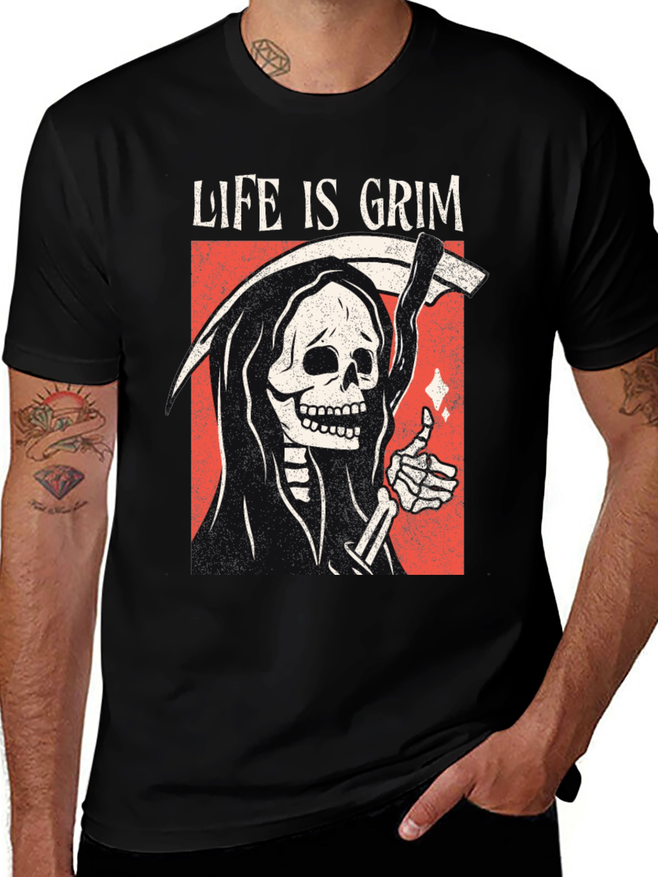 Variant 18 of Life Is Grim Graphic Tee - Black