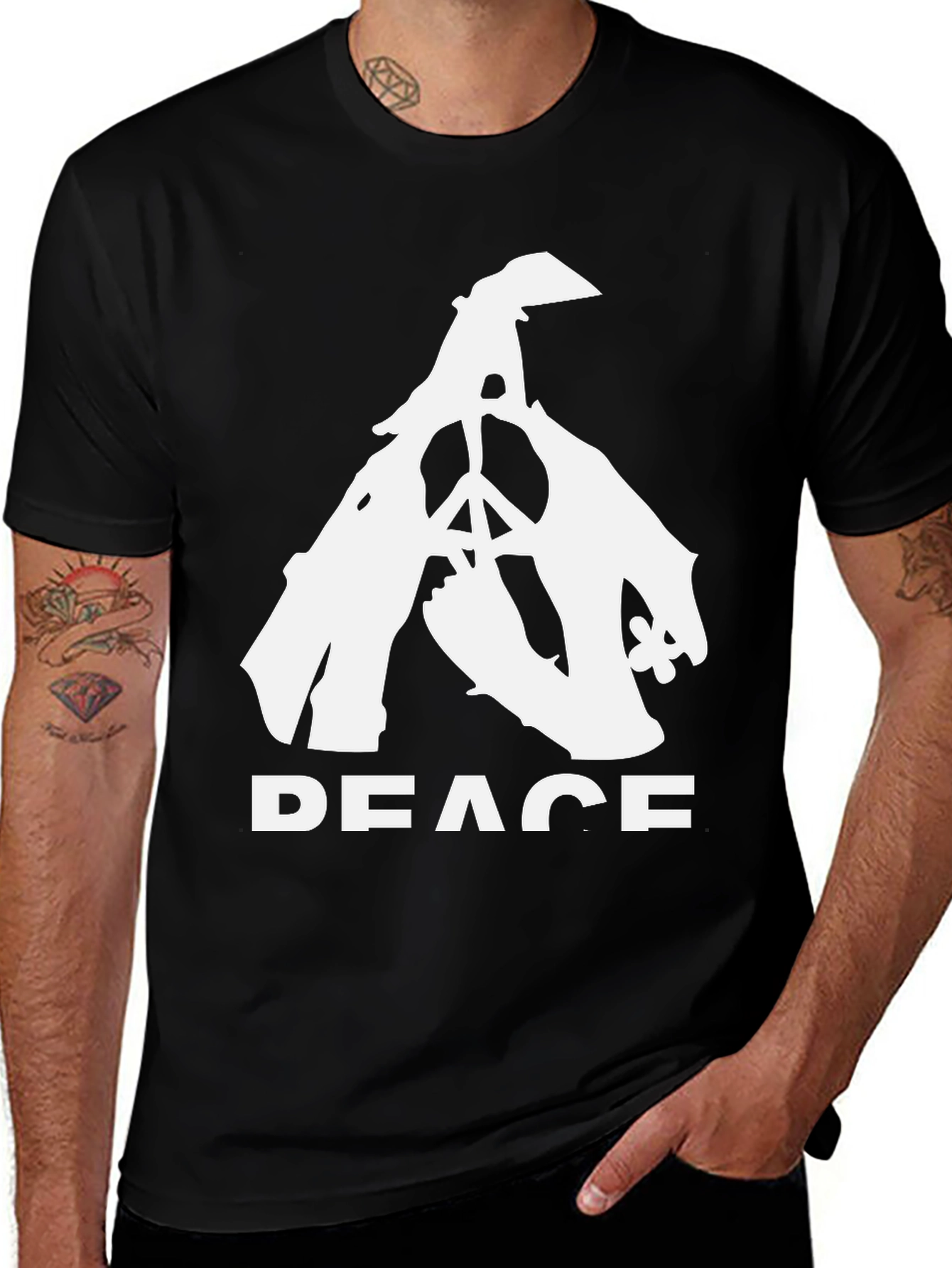 Variant 23 of Peace Dove T-Shirt - Black Cotton Blend Tee