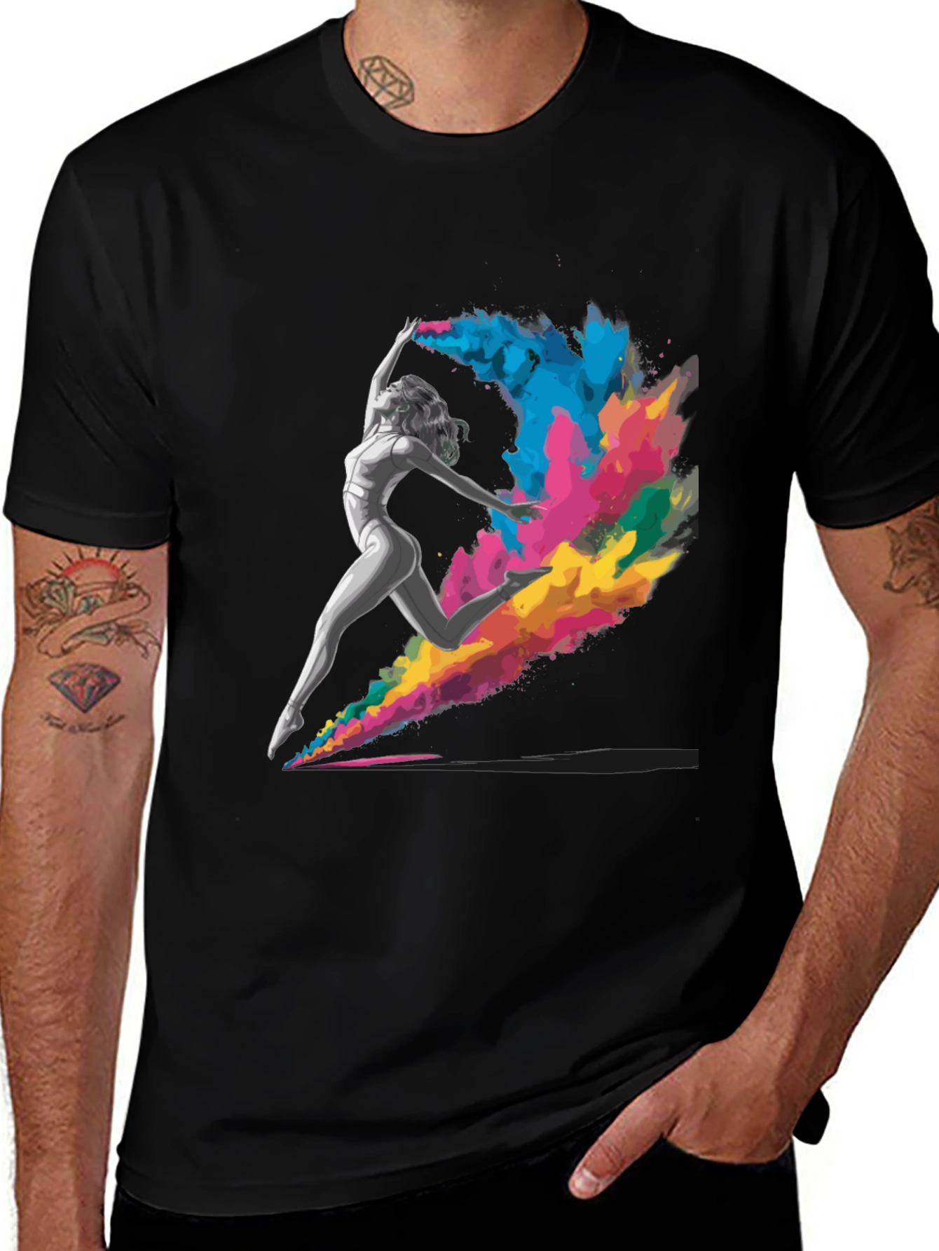 Variant 24 of Colorful Dancer Graphic Print Black Tee