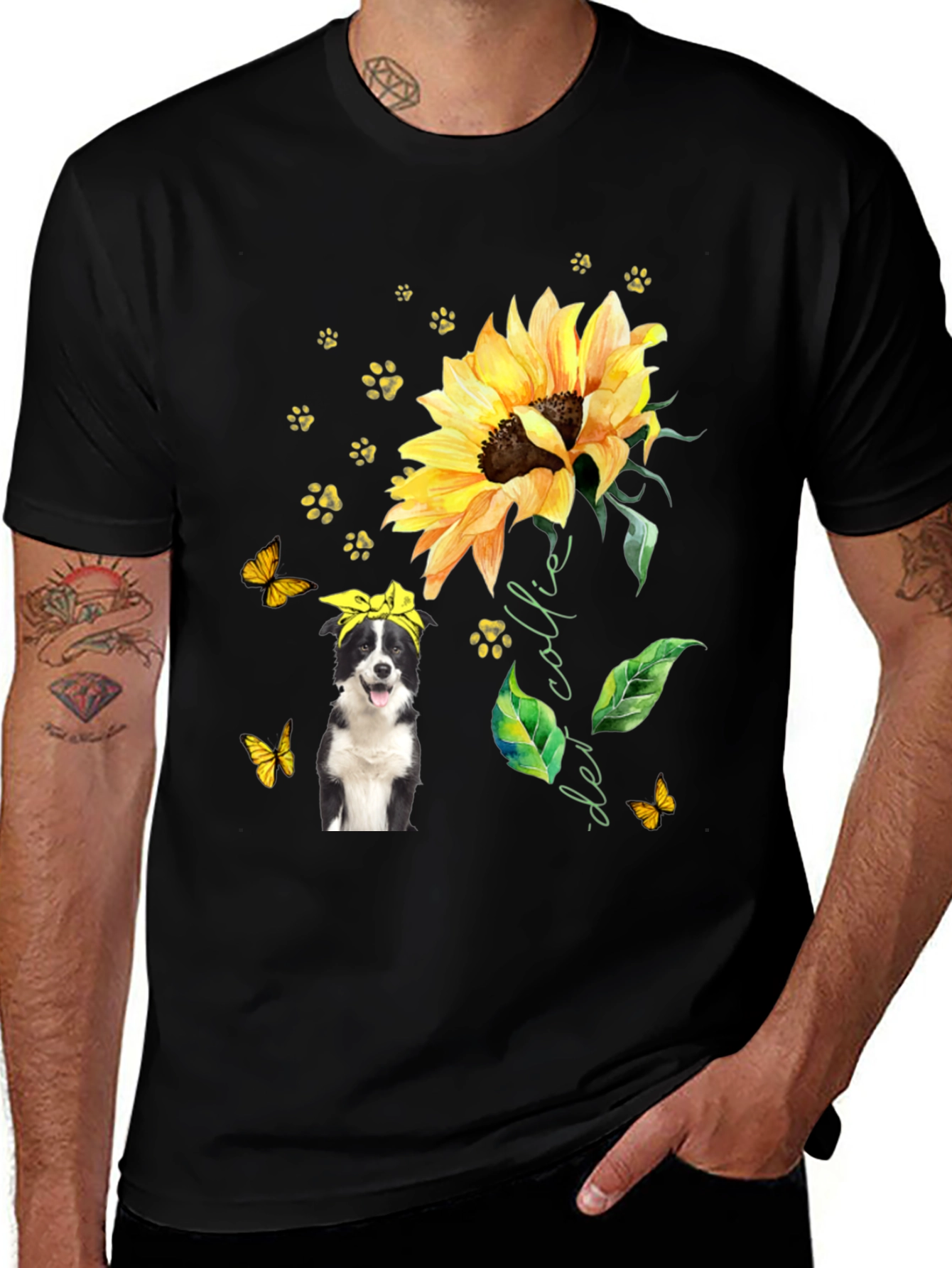 Variant 3 of Border Collie Sunflower Tee