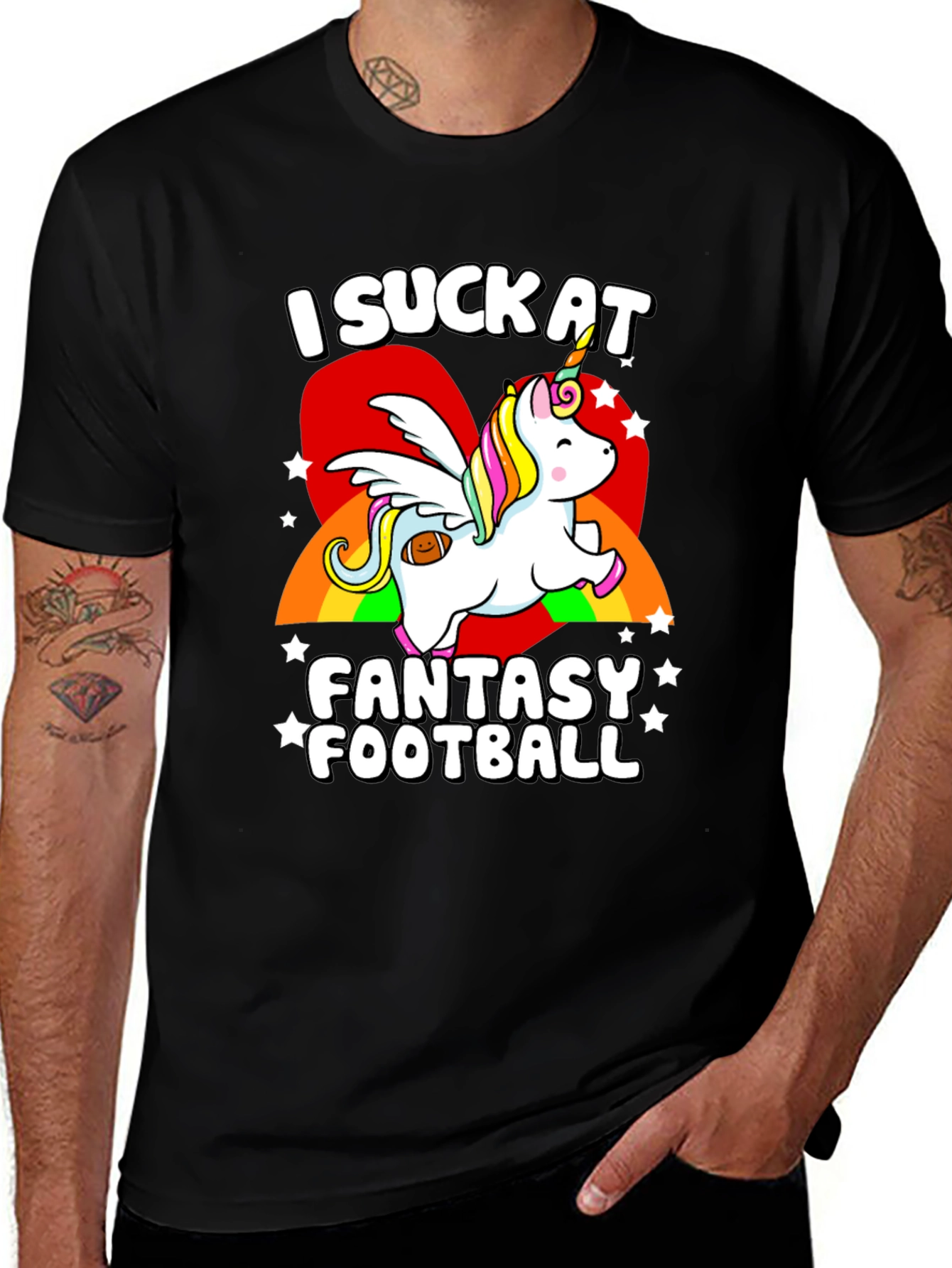 Variant 24 of I Suck At Fantasy Football T-Shirt Unicorn Rainbow