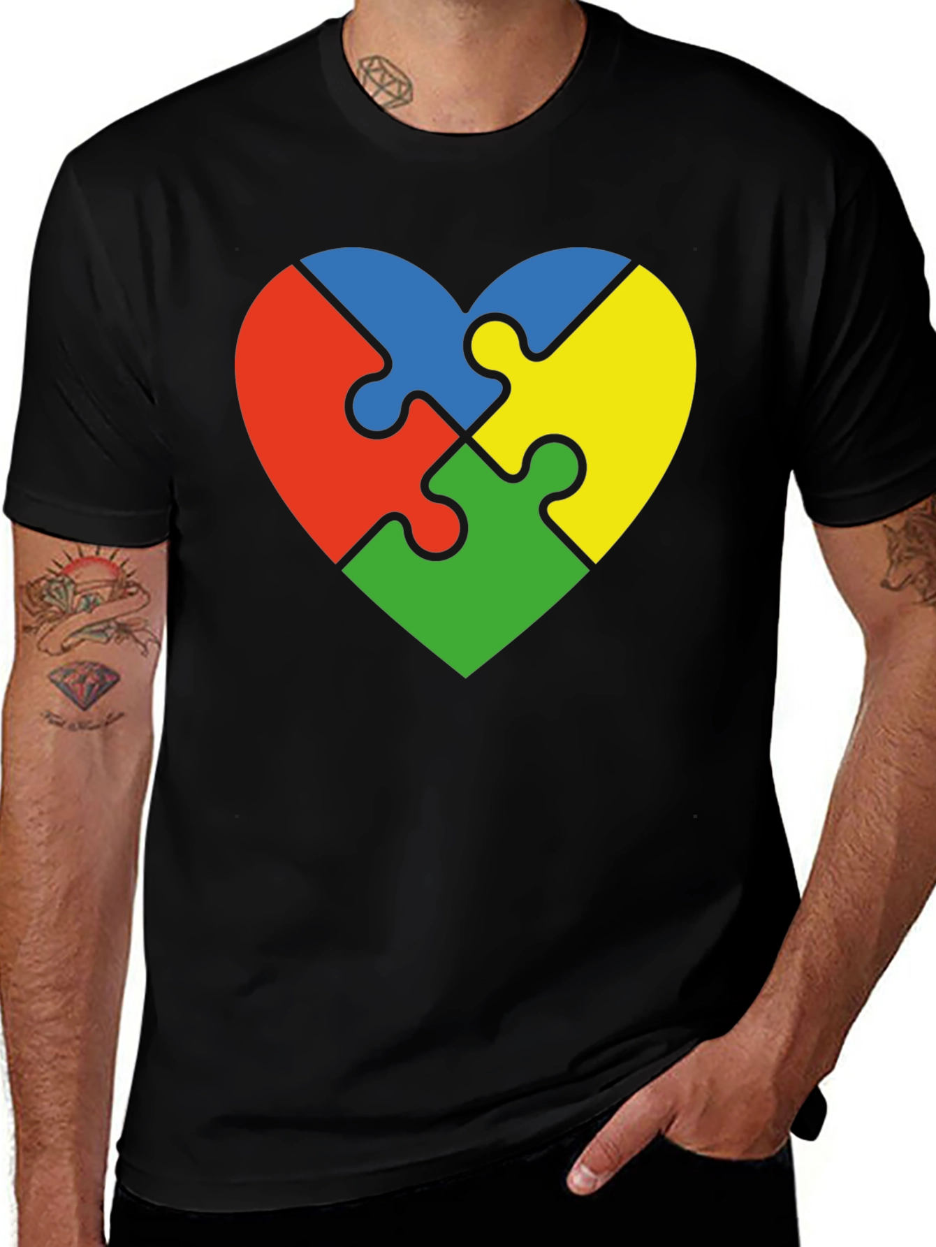Variant 14 of Autism Awareness Puzzle Heart T-Shirt