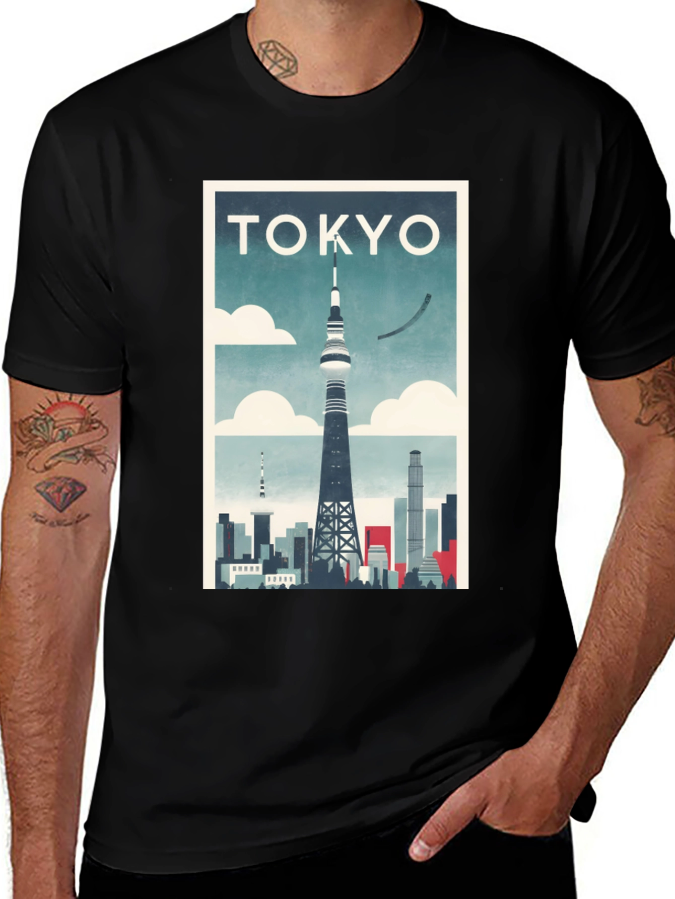 Tokyo Tower Skyline Graphic T-Shirt