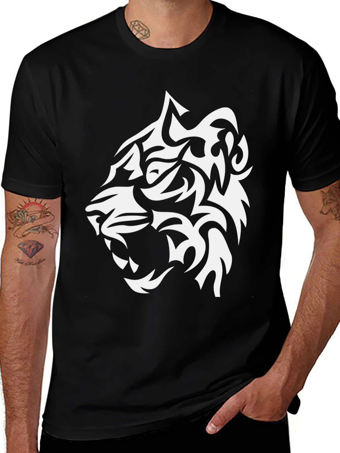 Variant 11 of Tribal Tiger Graphic Black T-Shirt