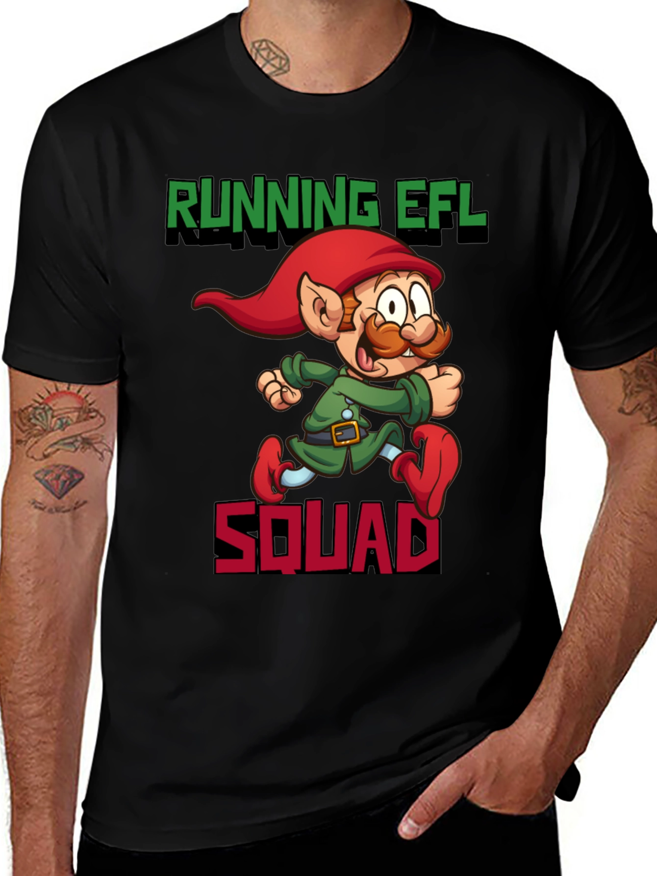 Variant 20 of Running EFL Squad Graphic Tee - Black Cotton T-Shirt