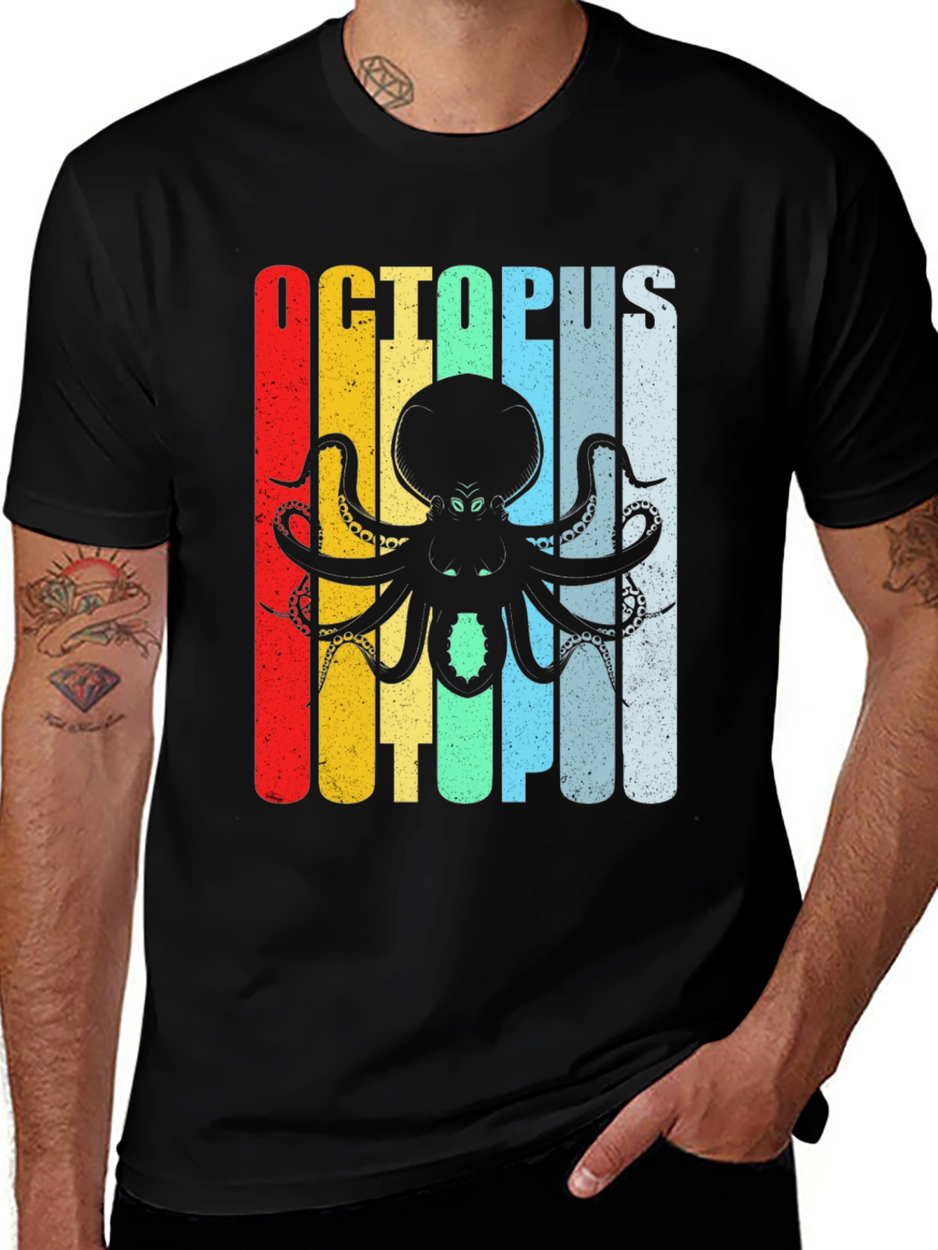 Variant 27 of Retro Octopus Graphic T-Shirt - Cool Ocean Creature Tee