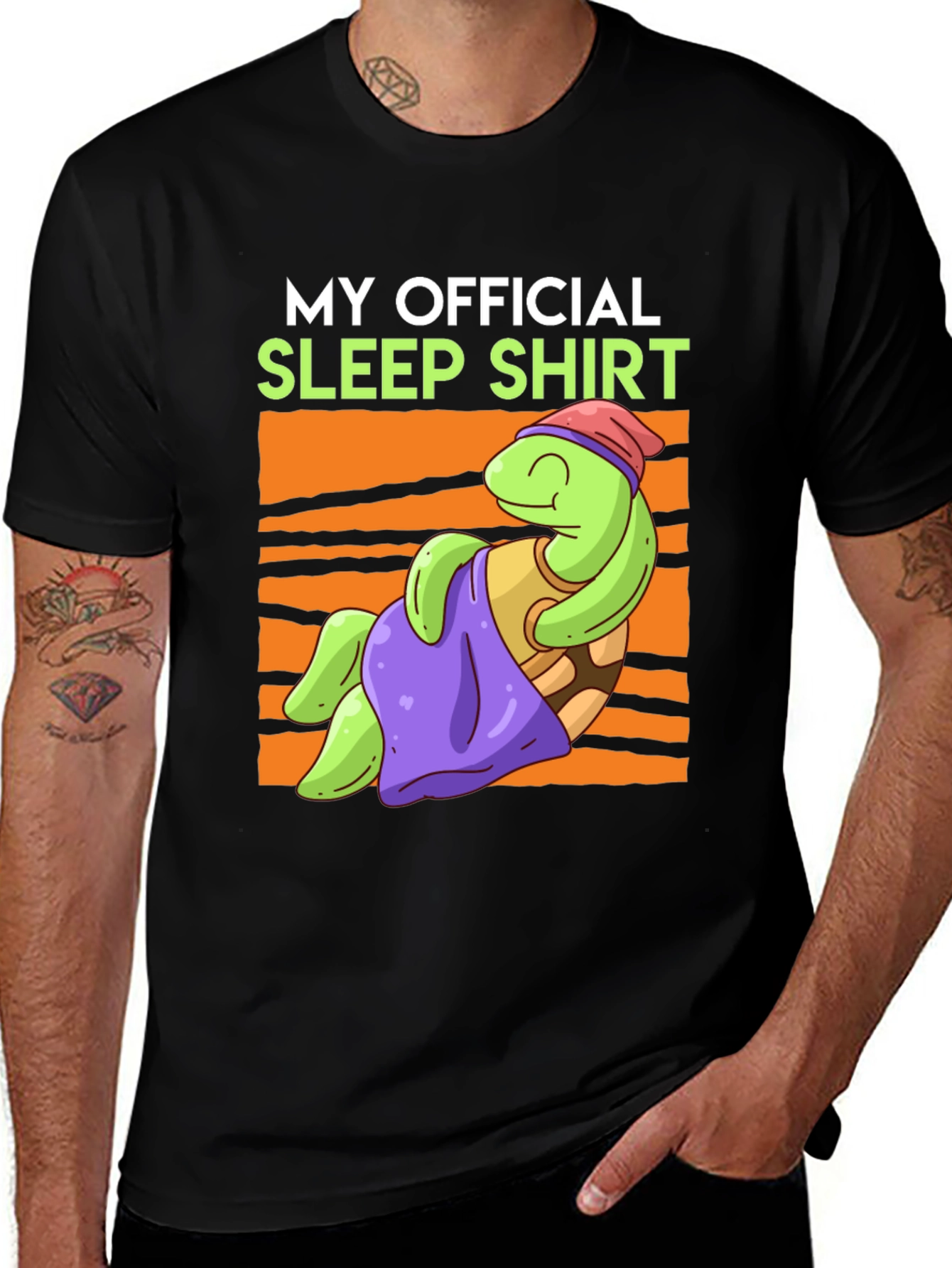 Variant 9 of My Official Sleep Shirt - Turtle Cartoon Design