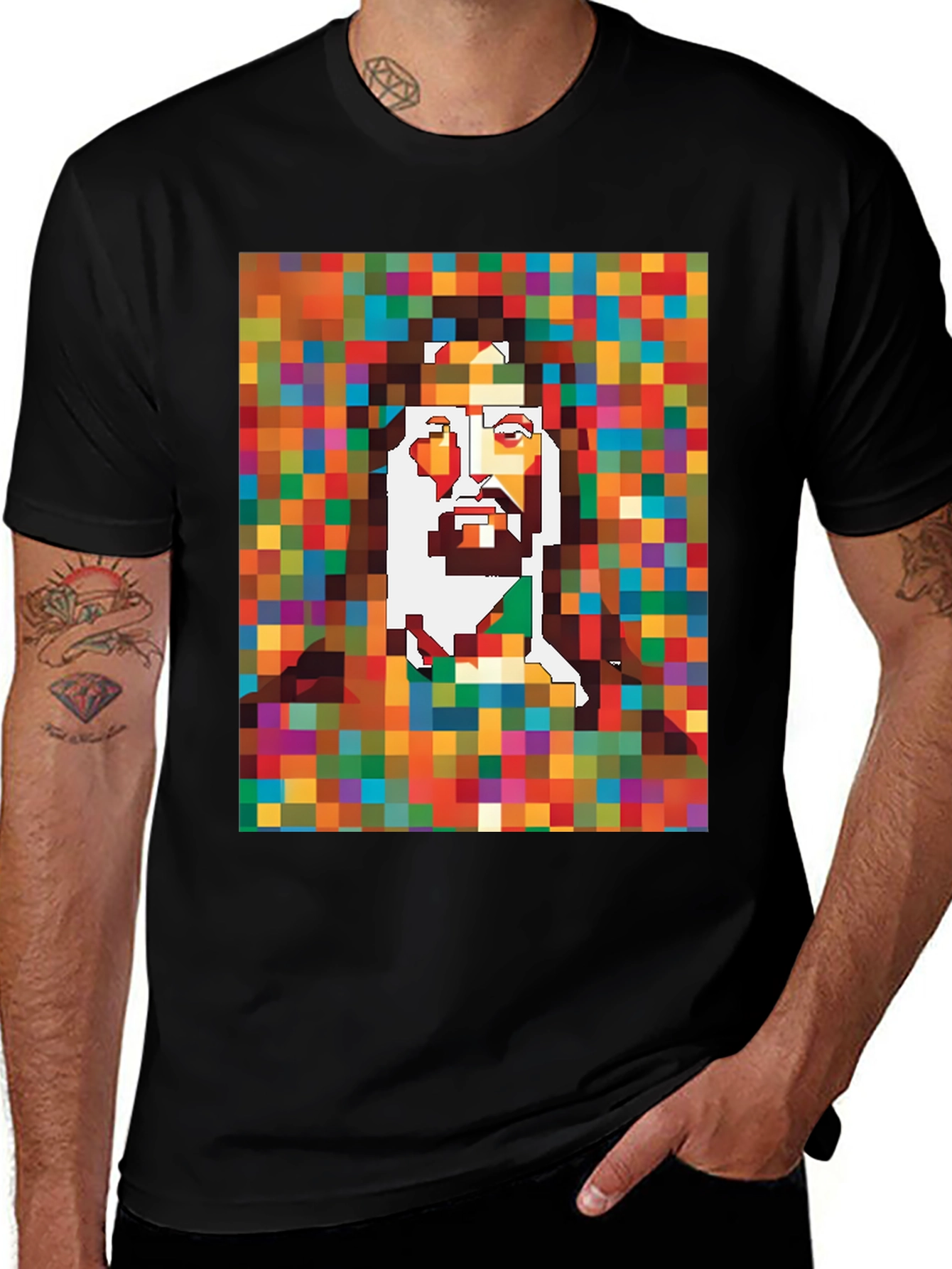 Variant 5 of Pixel Jesus Graphic Tee - Black