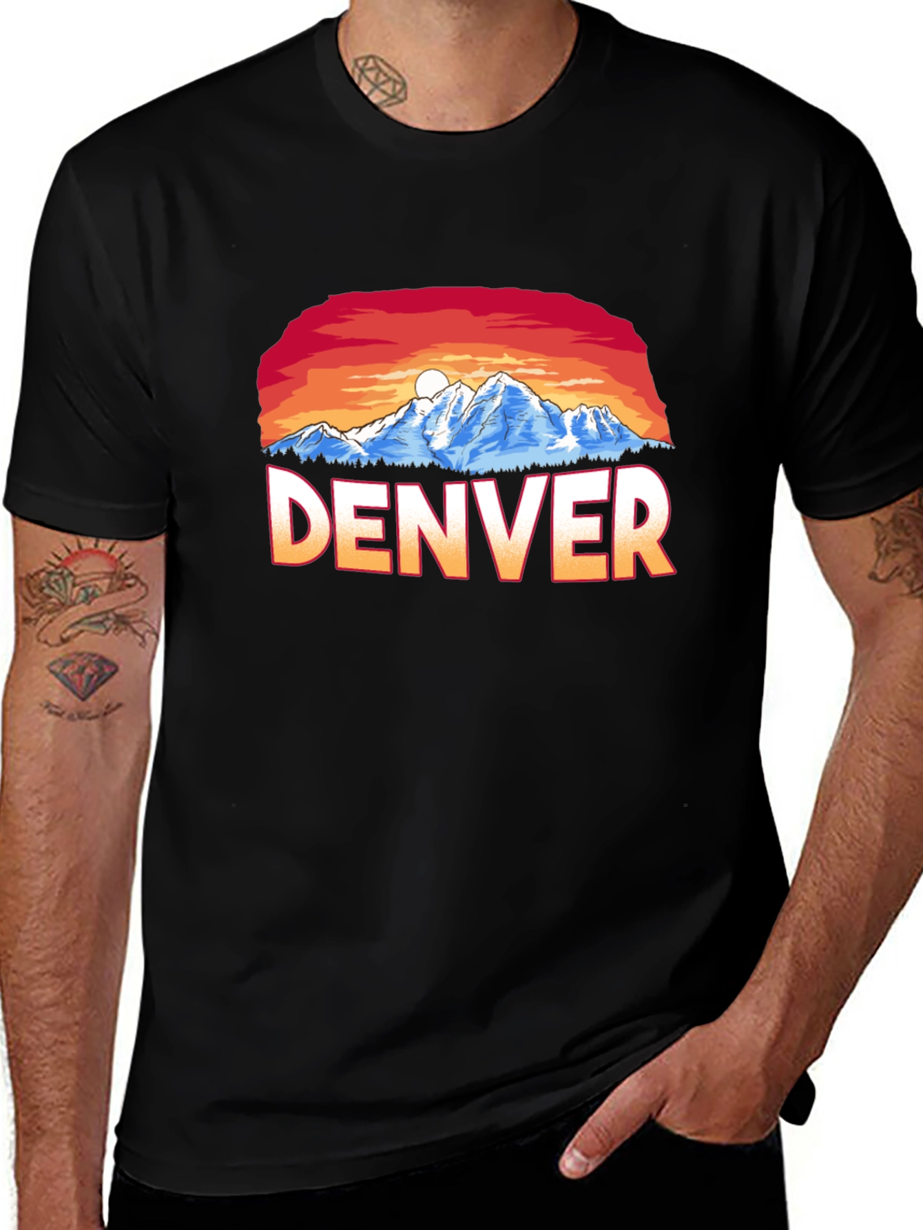 Denver Mountain T-Shirt - Sunset Graphic Tee