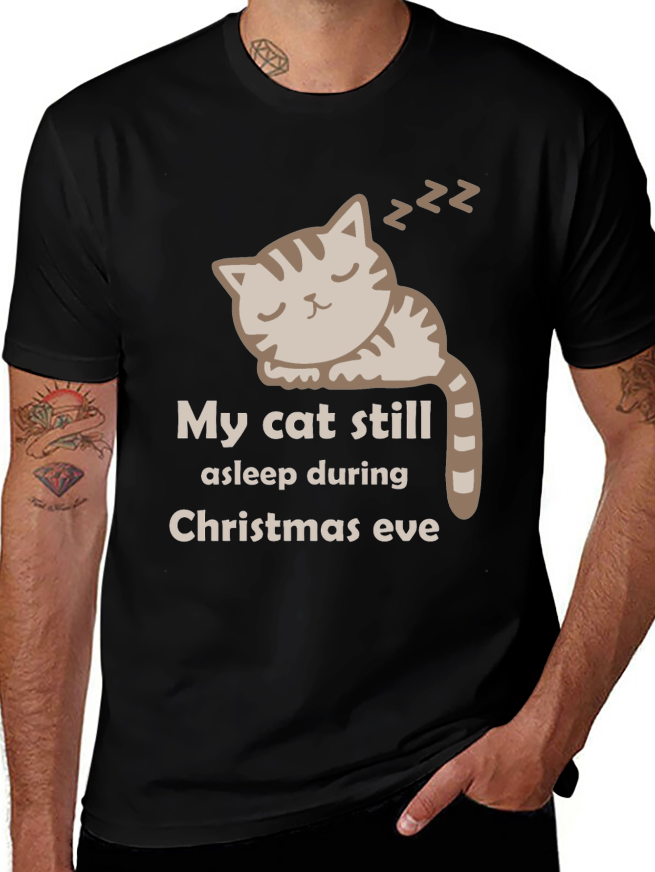 My Cat Still Asleep Christmas Eve Graphic T-Shirt