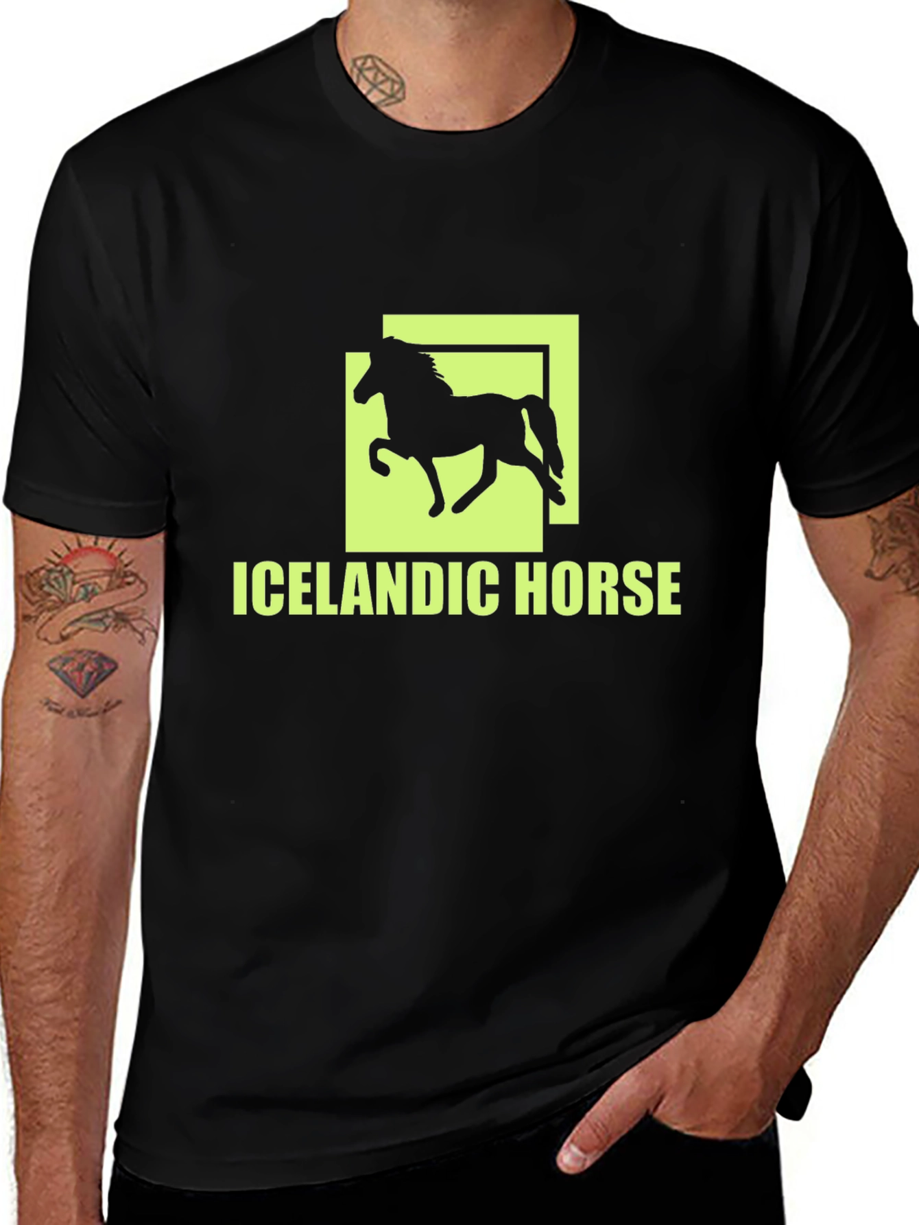 Variant 7 of Icelandic Horse Graphic T-Shirt - Black