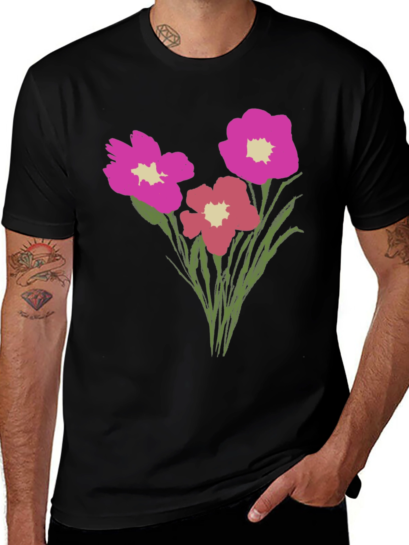 Variant 25 of Floral Graphic Black T-Shirt