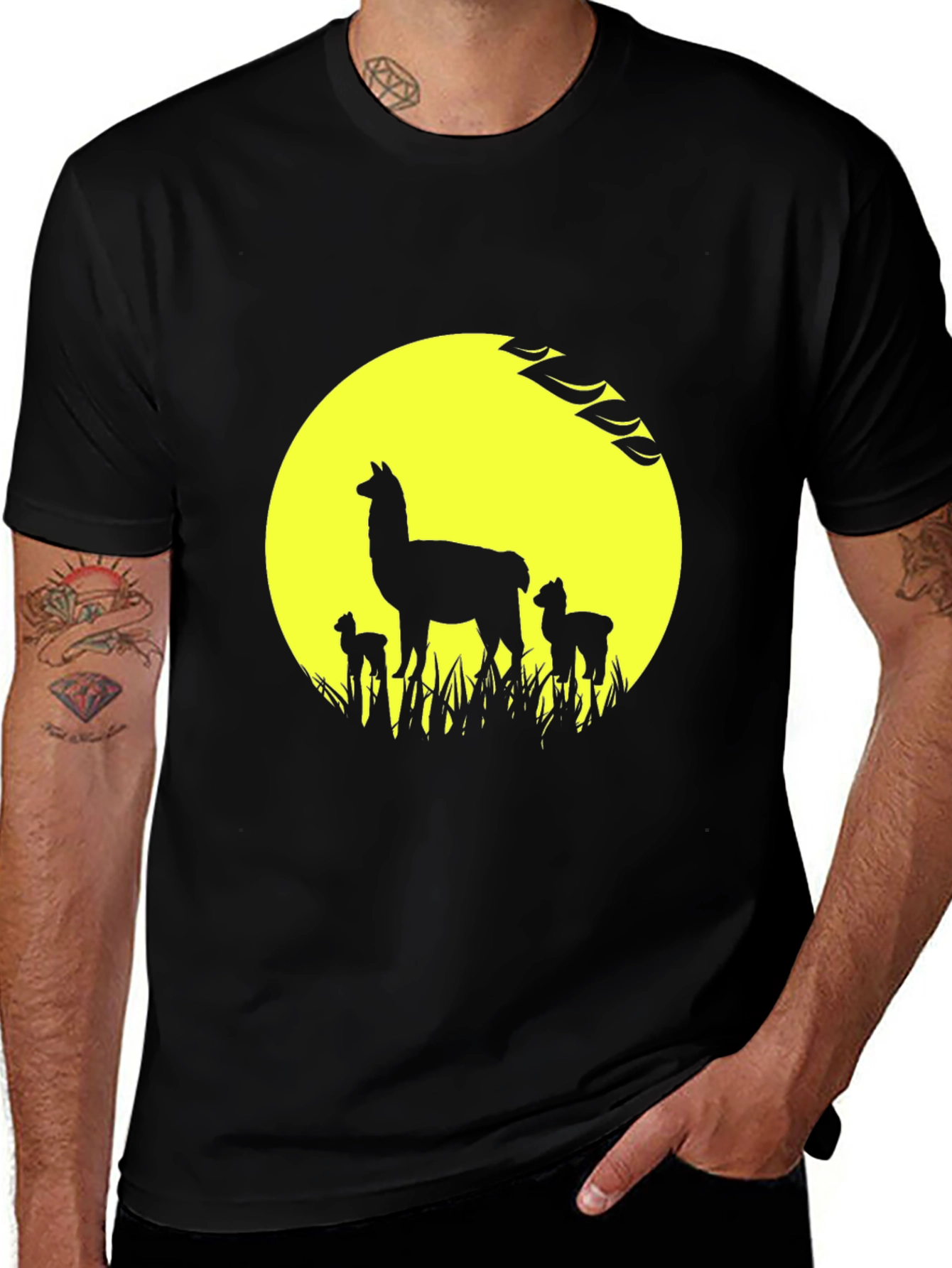 Variant 11 of Llama Family Silhouette Graphic Tee