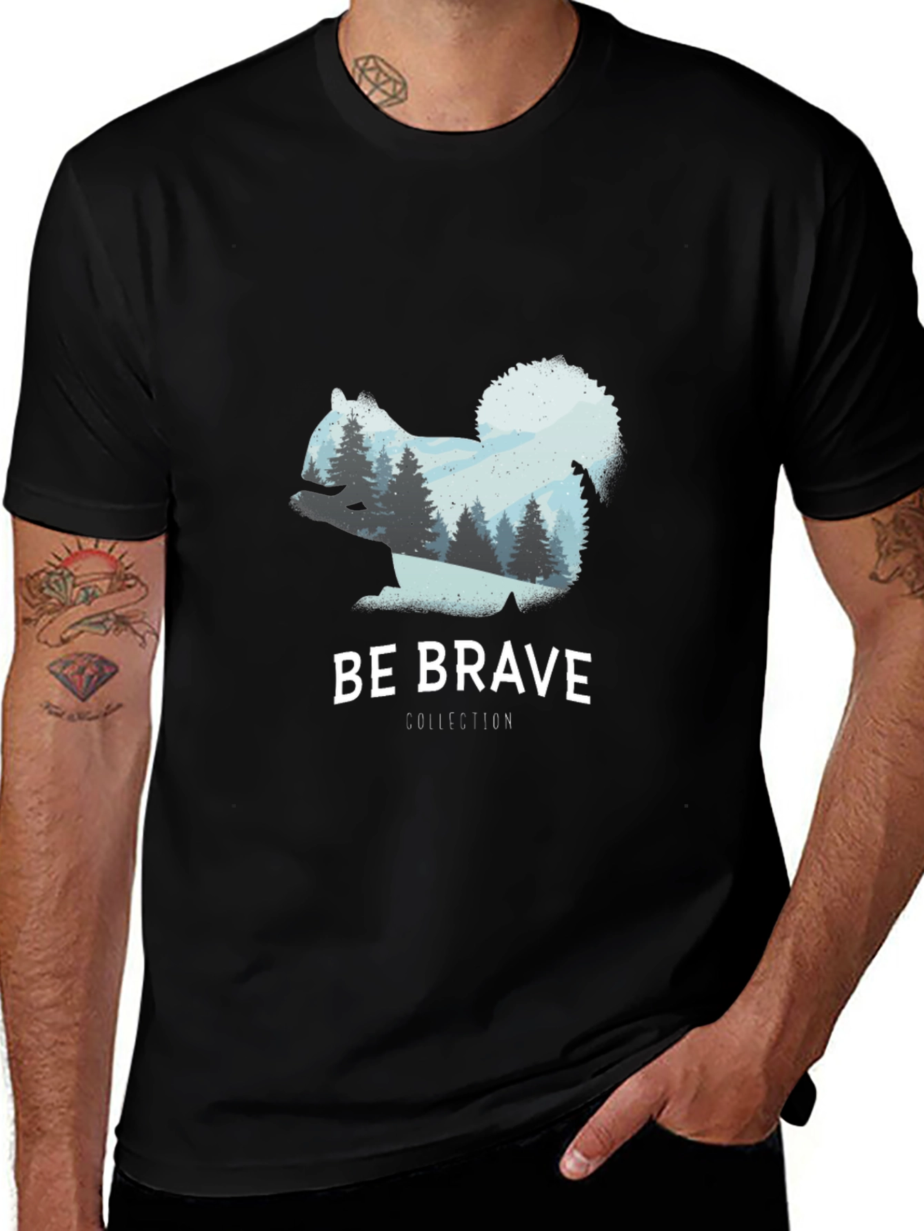Variant 11 of Be Brave Squirrel Tee - Nature Inspired Graphic T-Shirt