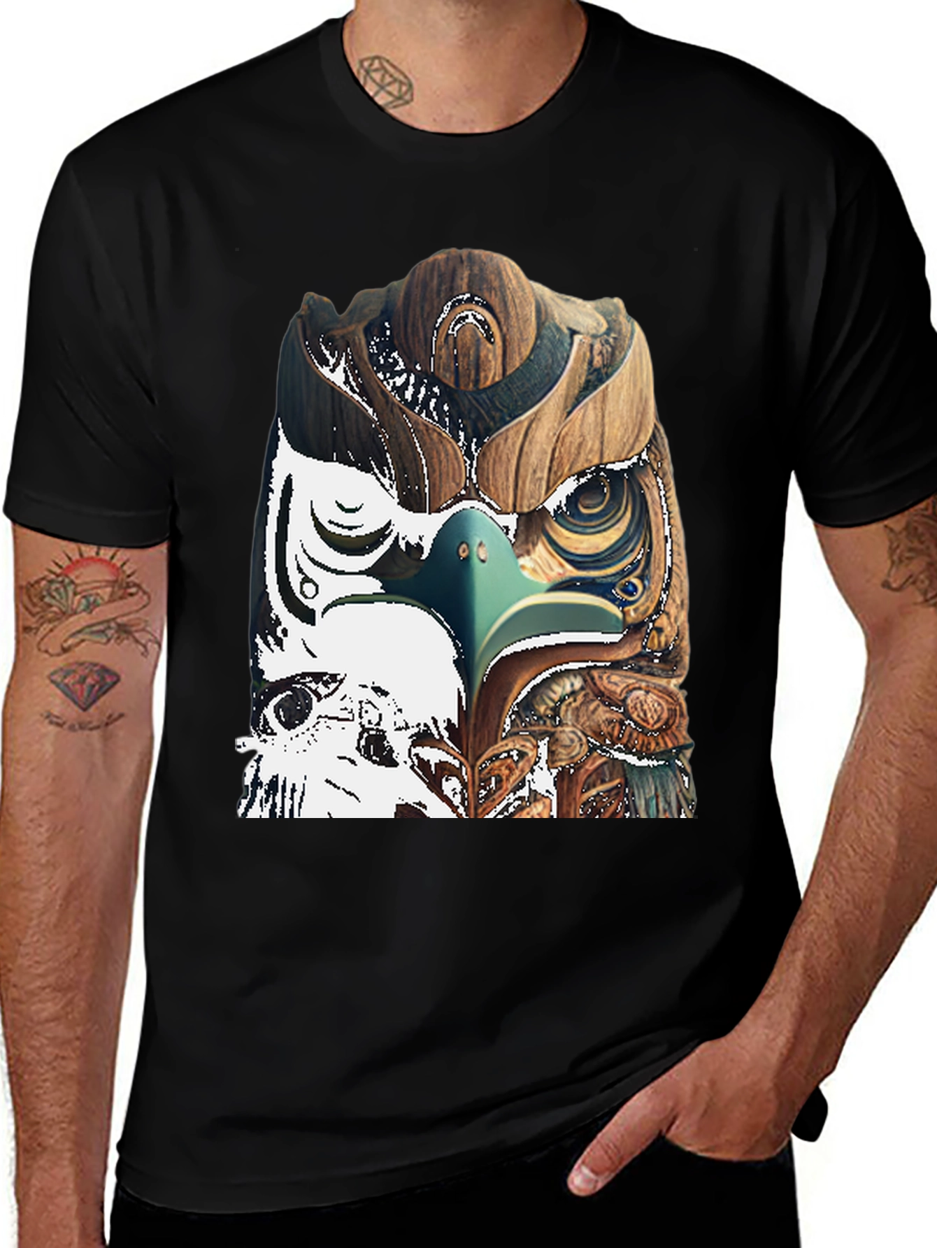 Variant 24 of Wood Owl Graphic Tee - Unique Nature Style