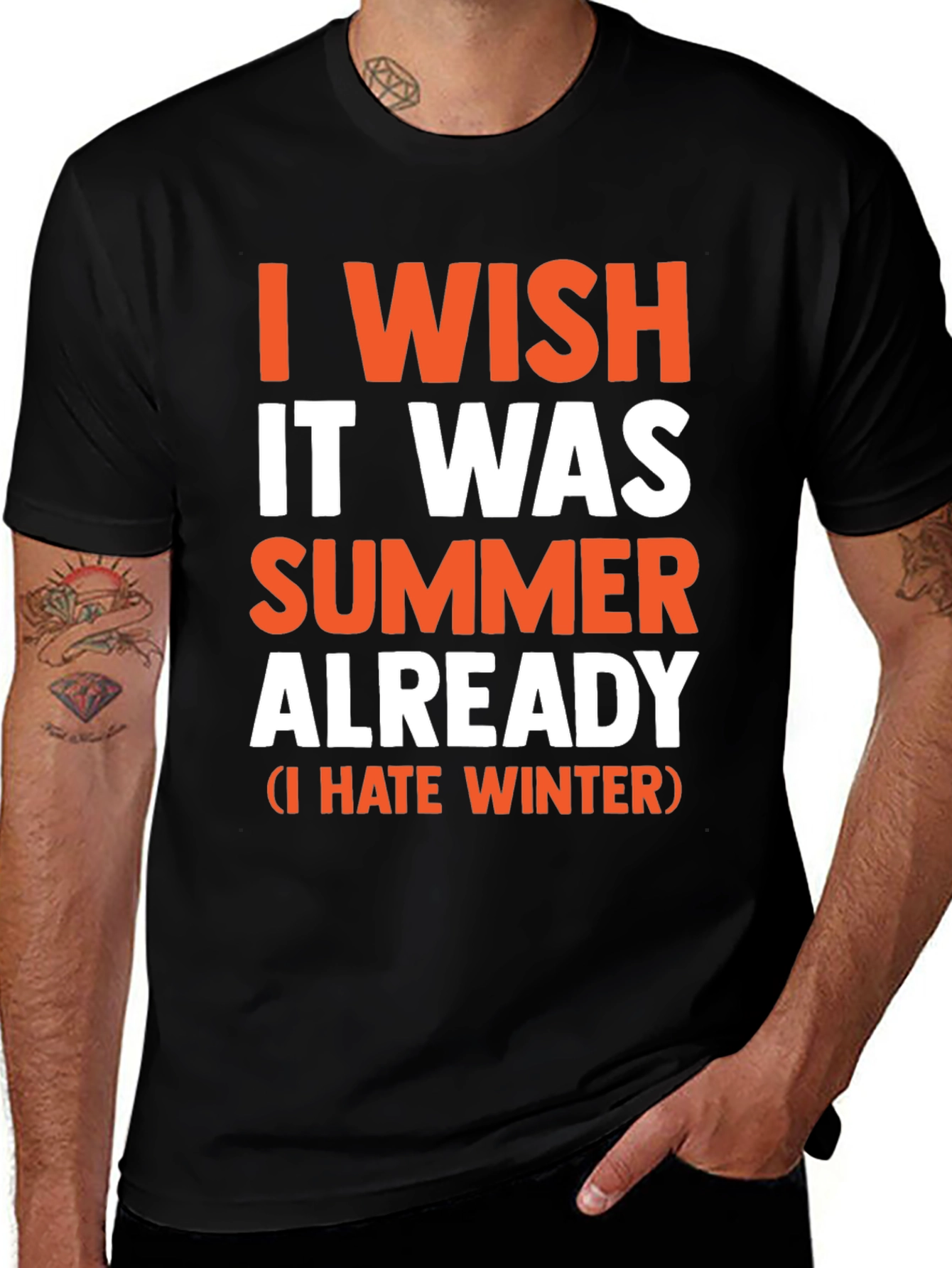 Black I Wish It Was Summer Already - Funny T-Shirt main image