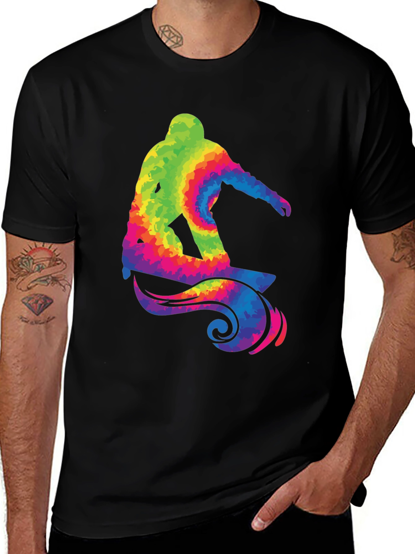 Variant 23 of Rainbow Tie Dye Surfer Graphic T-Shirt