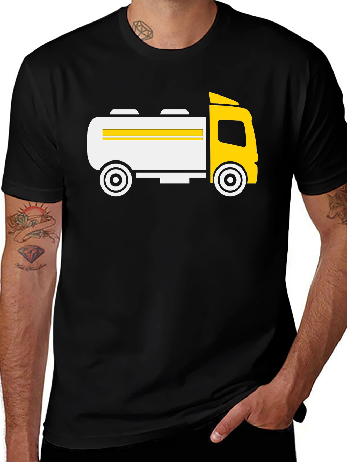 Black Fuel Tanker Truck Graphic T-Shirt - Black main image
