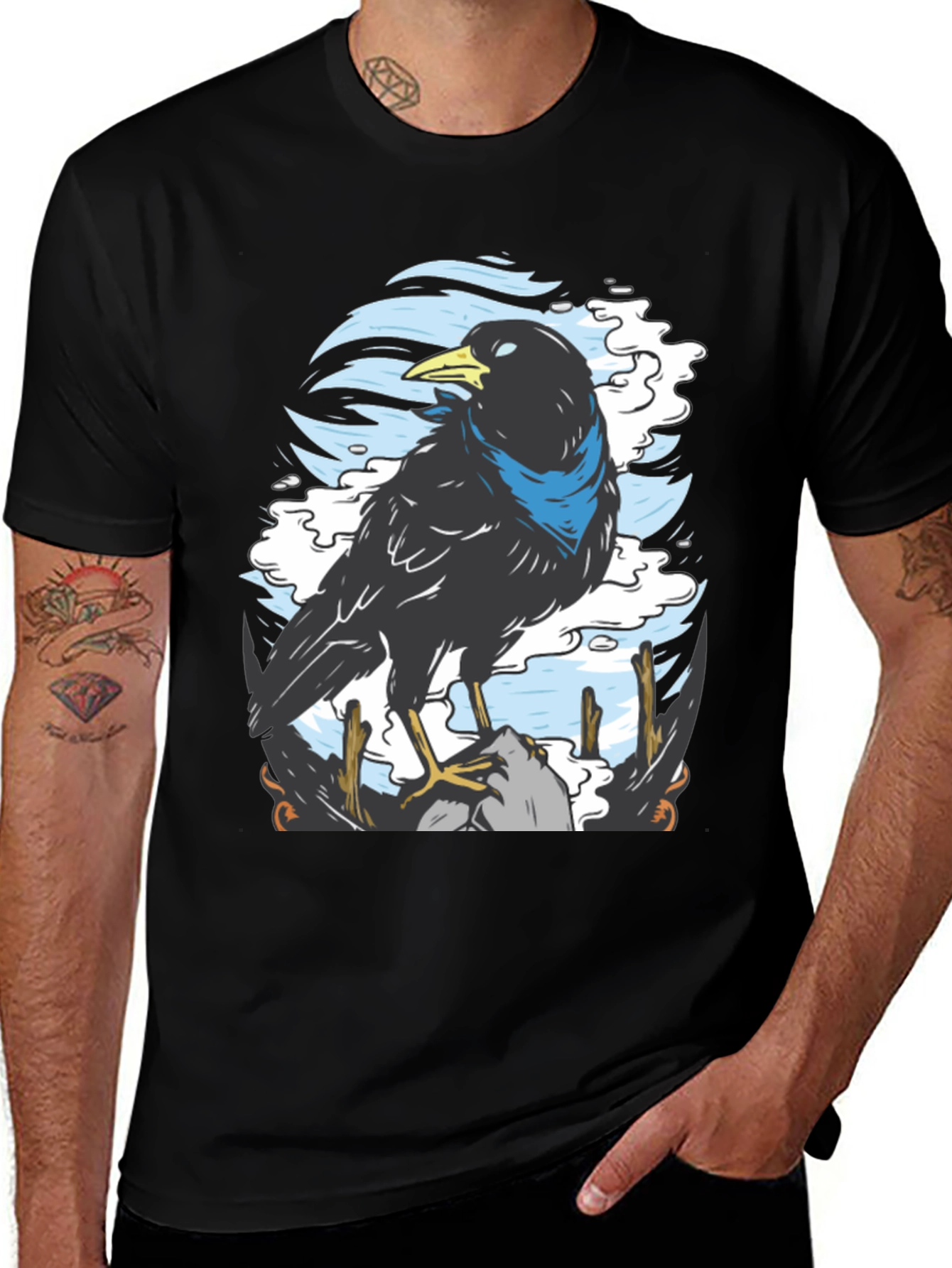 Variant 4 of Raven Graphic T-Shirt - Unique Bird Design