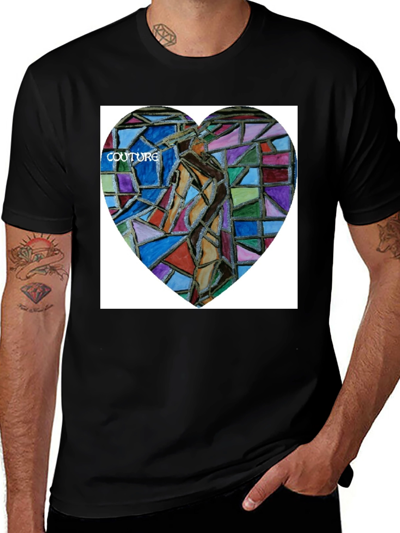 Variant 13 of Unique Art Heart Graphic Black T-Shirt