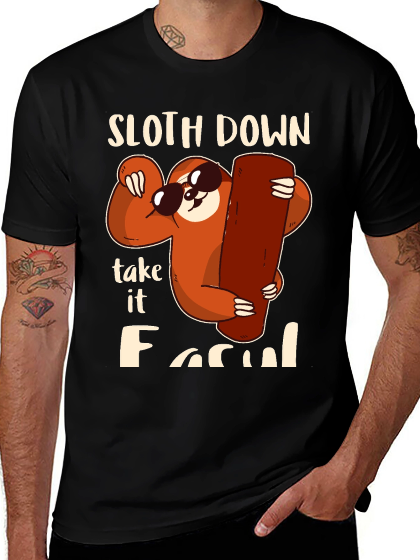 Variant 24 of Sloth Down Take It Easy Funny Graphic T-Shirt
