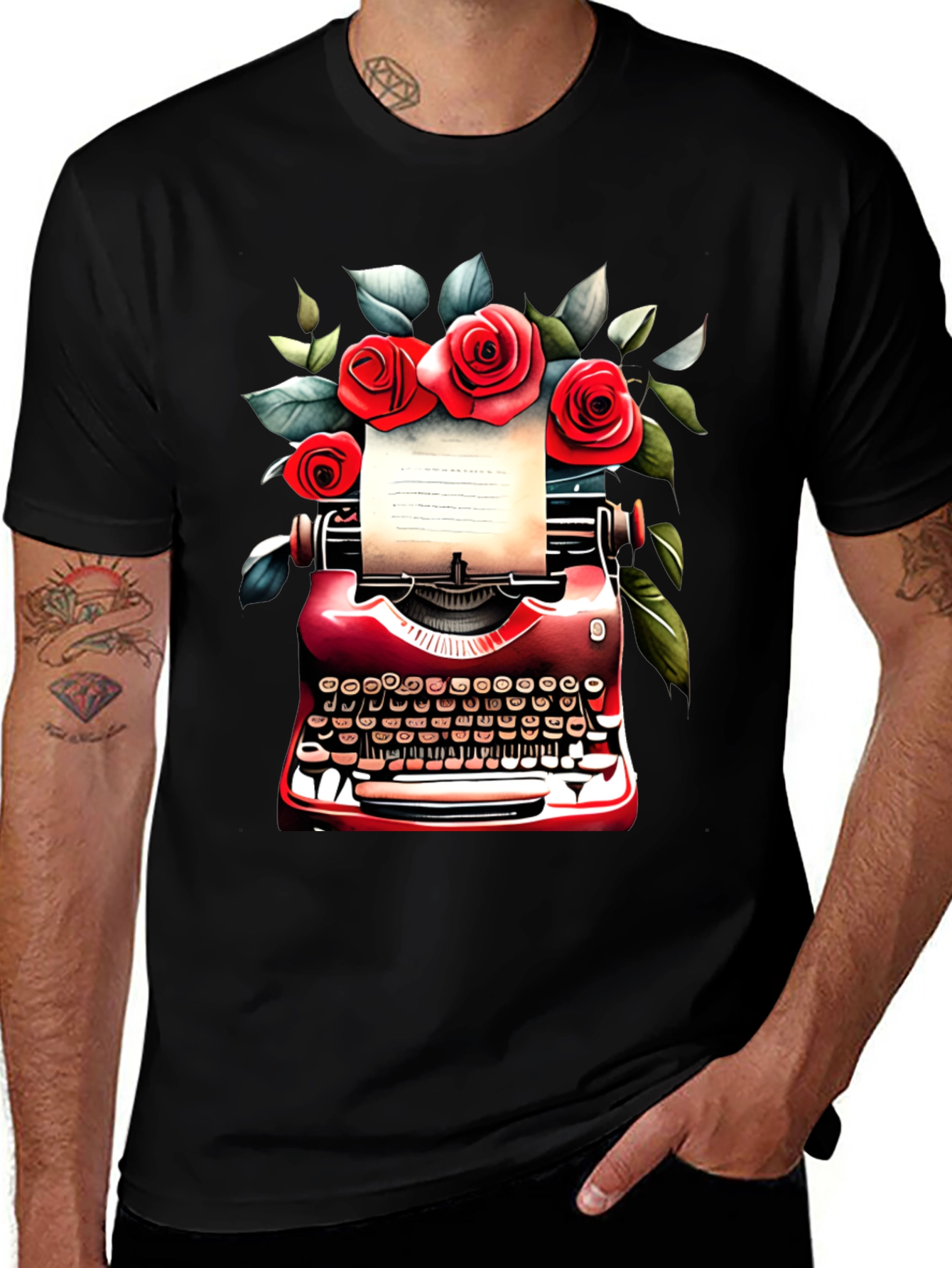 Variant 30 of Floral Typewriter Graphic Tee