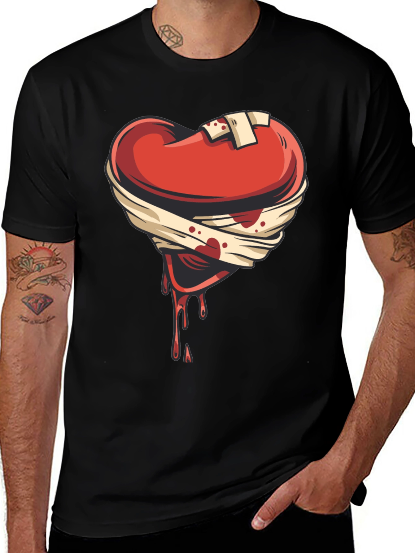 Variant 10 of Wounded Heart Graphic Tee - Emotional Expression