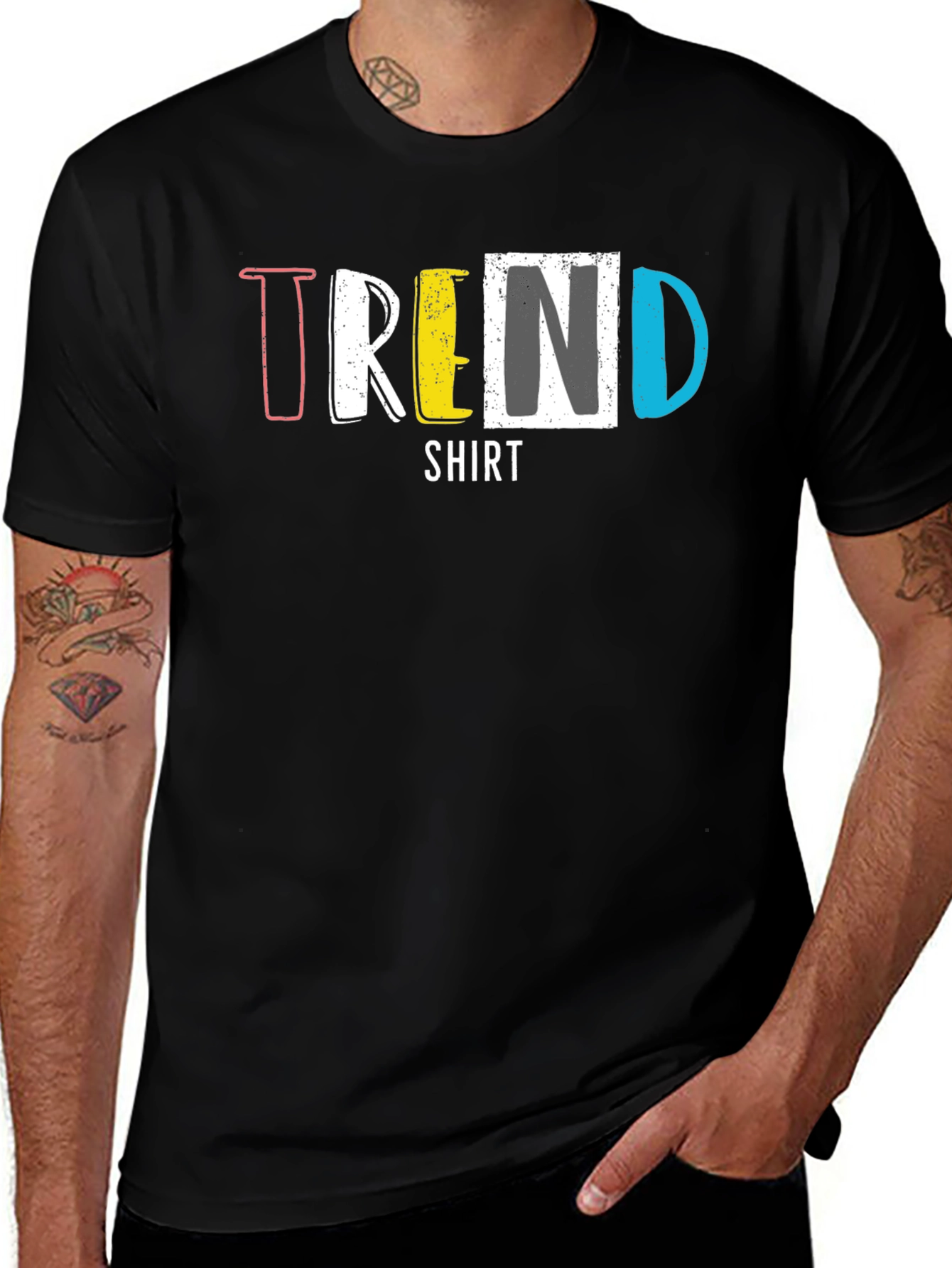 Variant 12 of Trendy Men's Black T-Shirt with Colorful Graphic Print