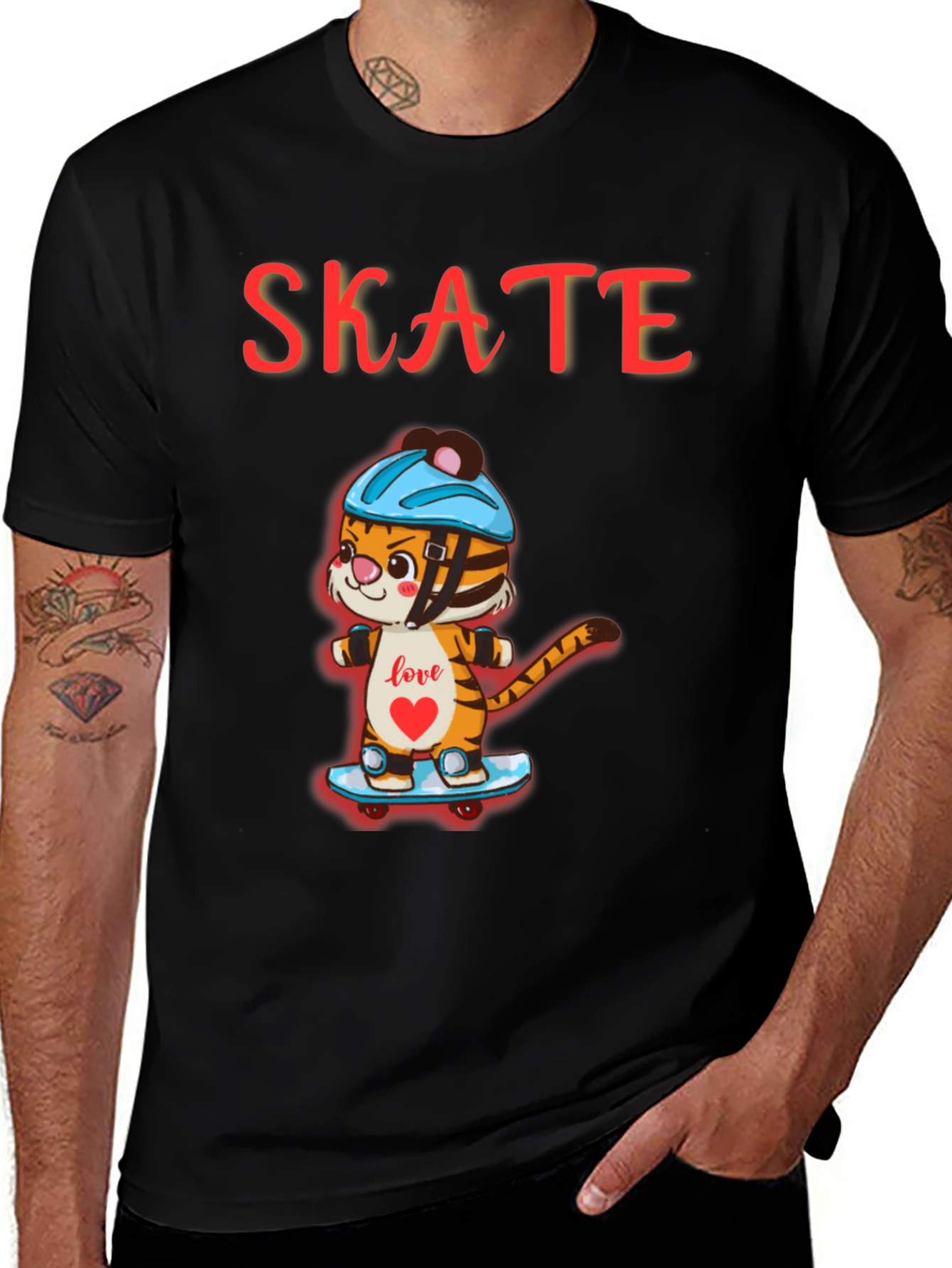 Variant 9 of Skateboarding Tiger Graphic Tee