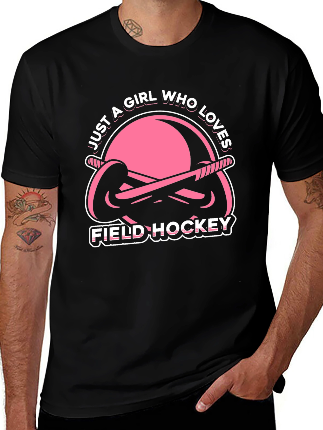 Variant 29 of Field Hockey Girl's T-Shirt - Black Cotton Tee