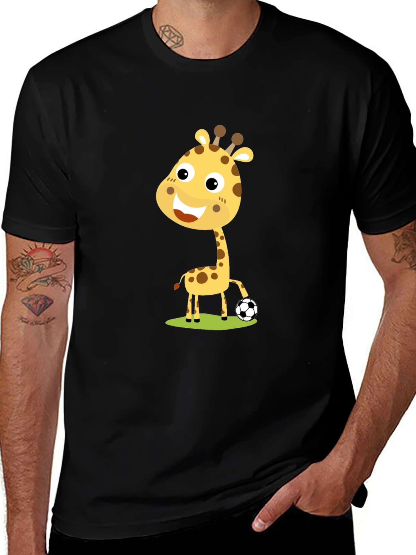 Variant 14 of Giraffe Soccer T-Shirt: Cartoon Style