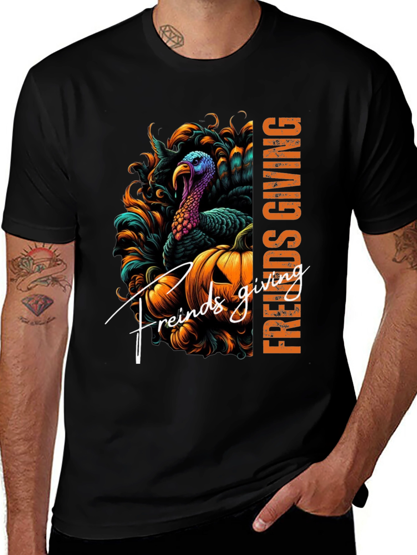 Friendsgiving Turkey Pumpkin Graphic Tee