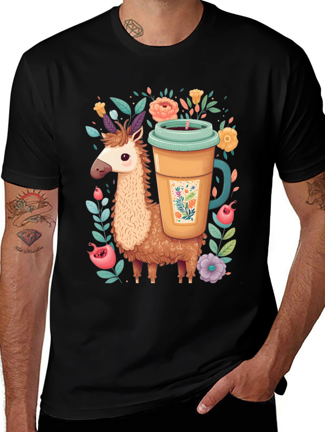Variant 11 of Llama Coffee Graphic Tee