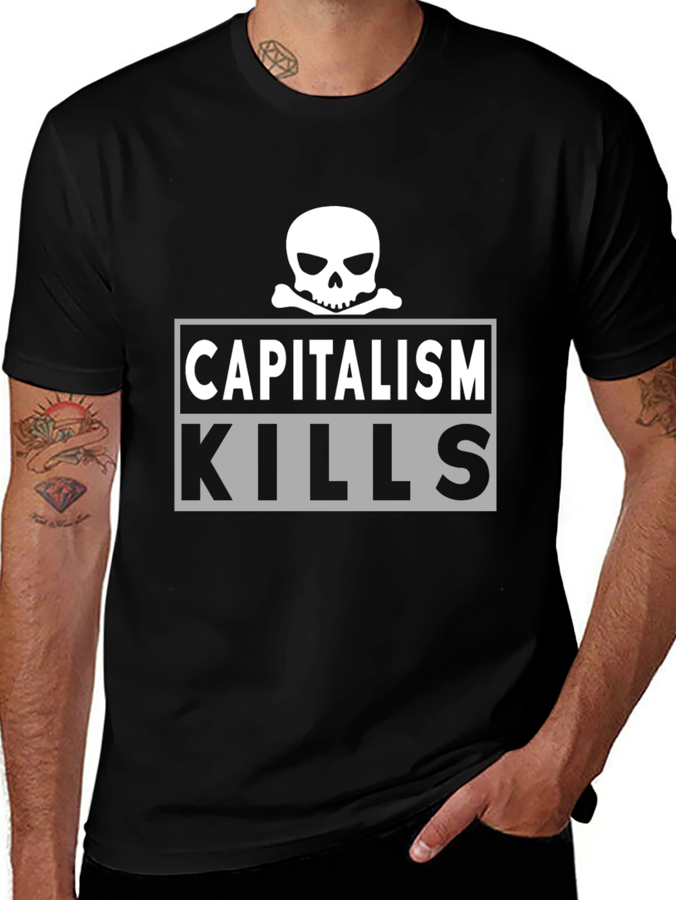 Variant 24 of Capitalism Kills T-Shirt - Skull Graphic Tee