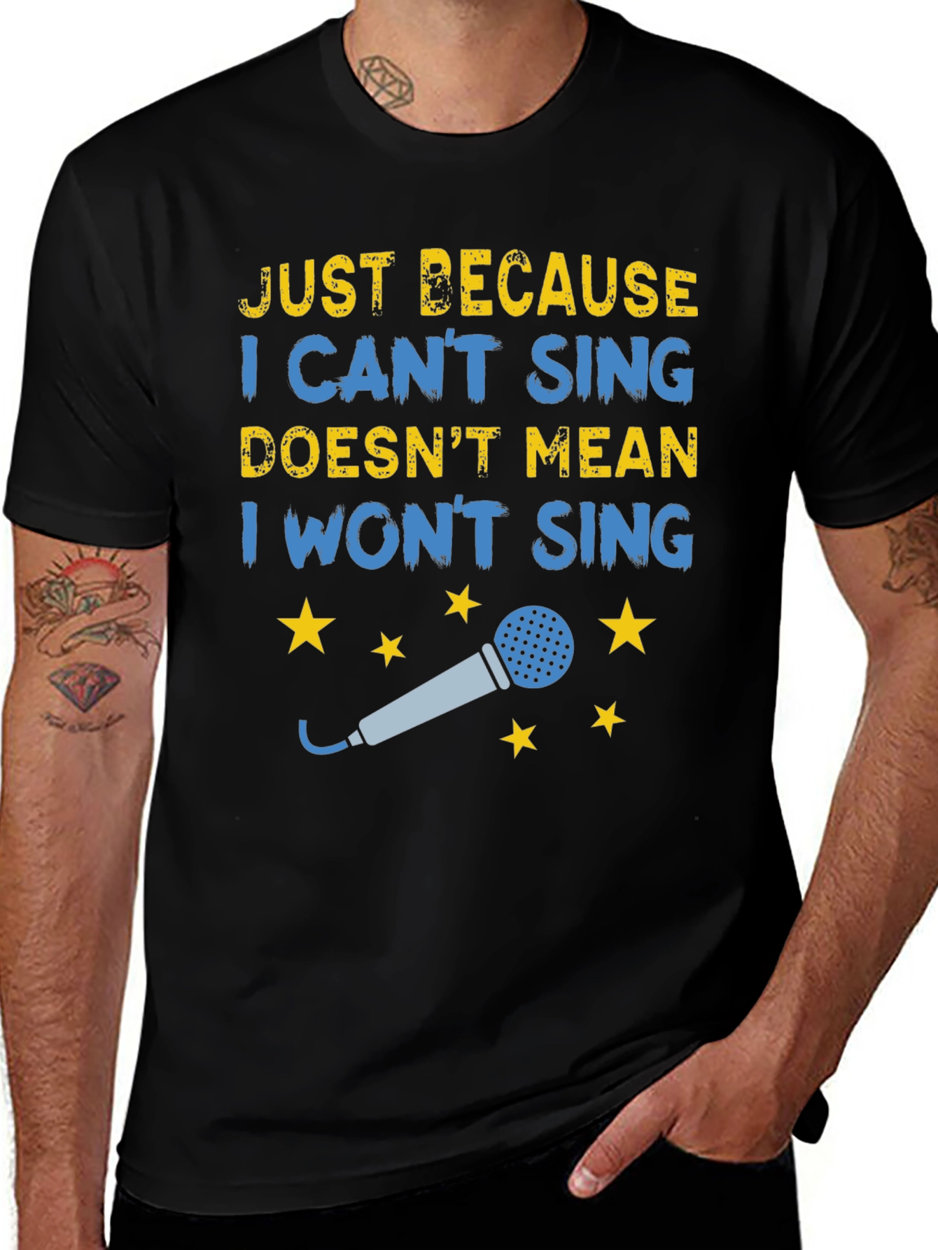 Variant 28 of Funny Singing T-Shirt - Just Because I Can't Sing