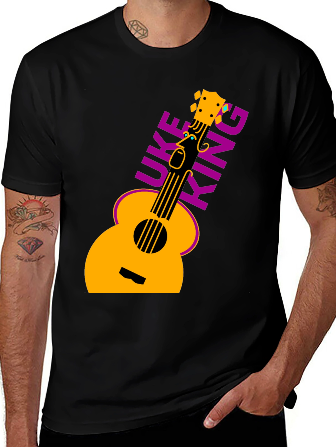 Uke King Graphic Tee - Black T-Shirt Ukulele Music