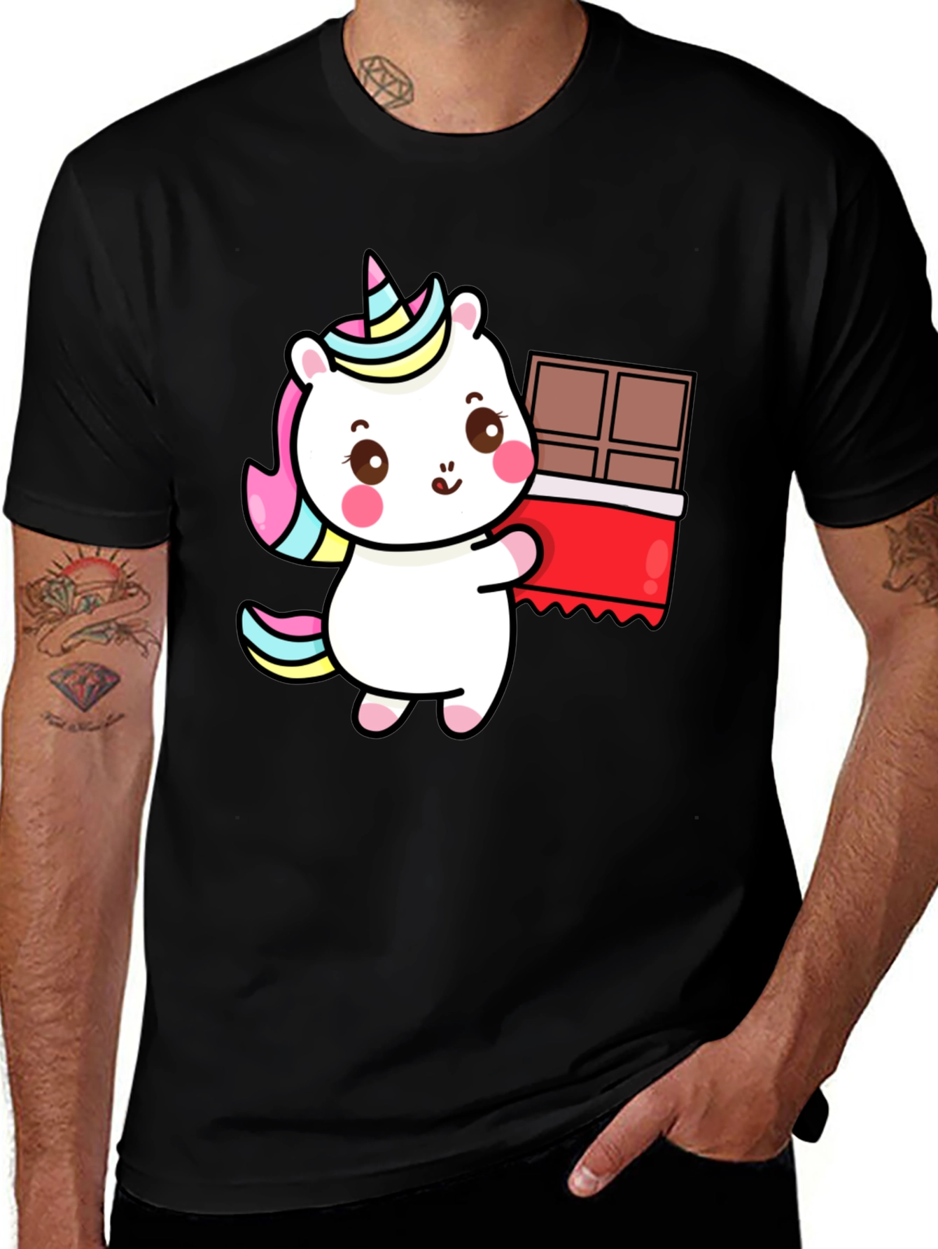 Variant 27 of Unicorn Chocolate Bar Black T-Shirt