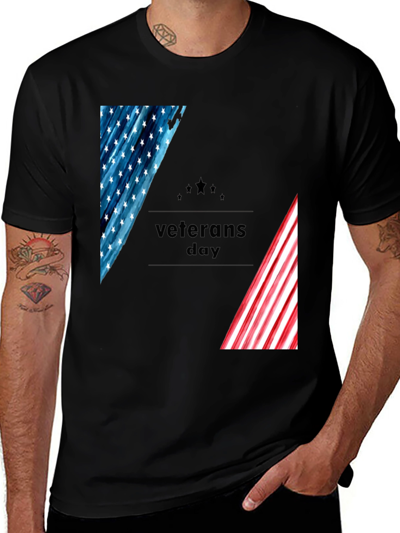 Veterans Day Graphic Tee - Patriotic American Flag Design