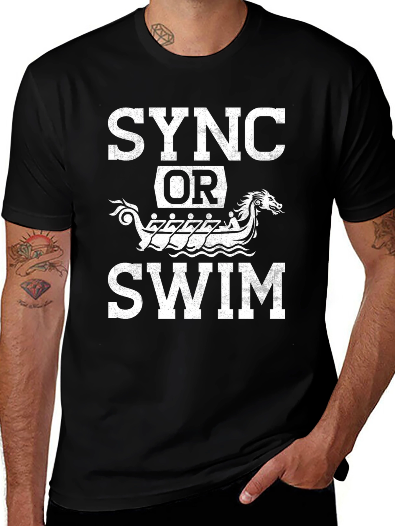 Variant 19 of Sync or Swim T-Shirt - Viking Boat Design