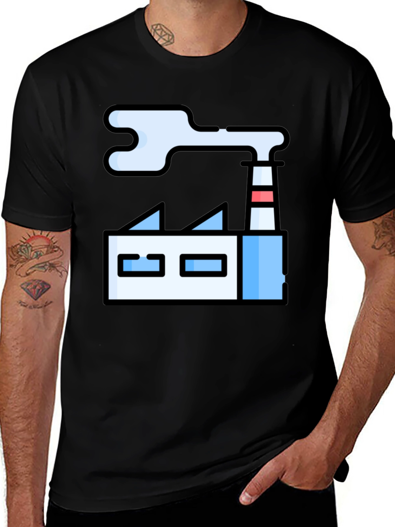 Variant 18 of Factory Graphic Tee - Black Cotton T-Shirt