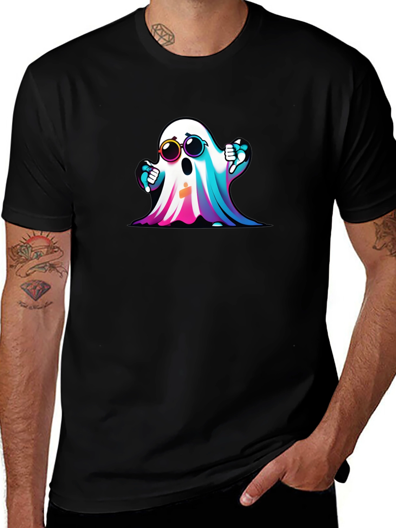 Variant 4 of Cool Ghost T-Shirt - Unisex Black Tee