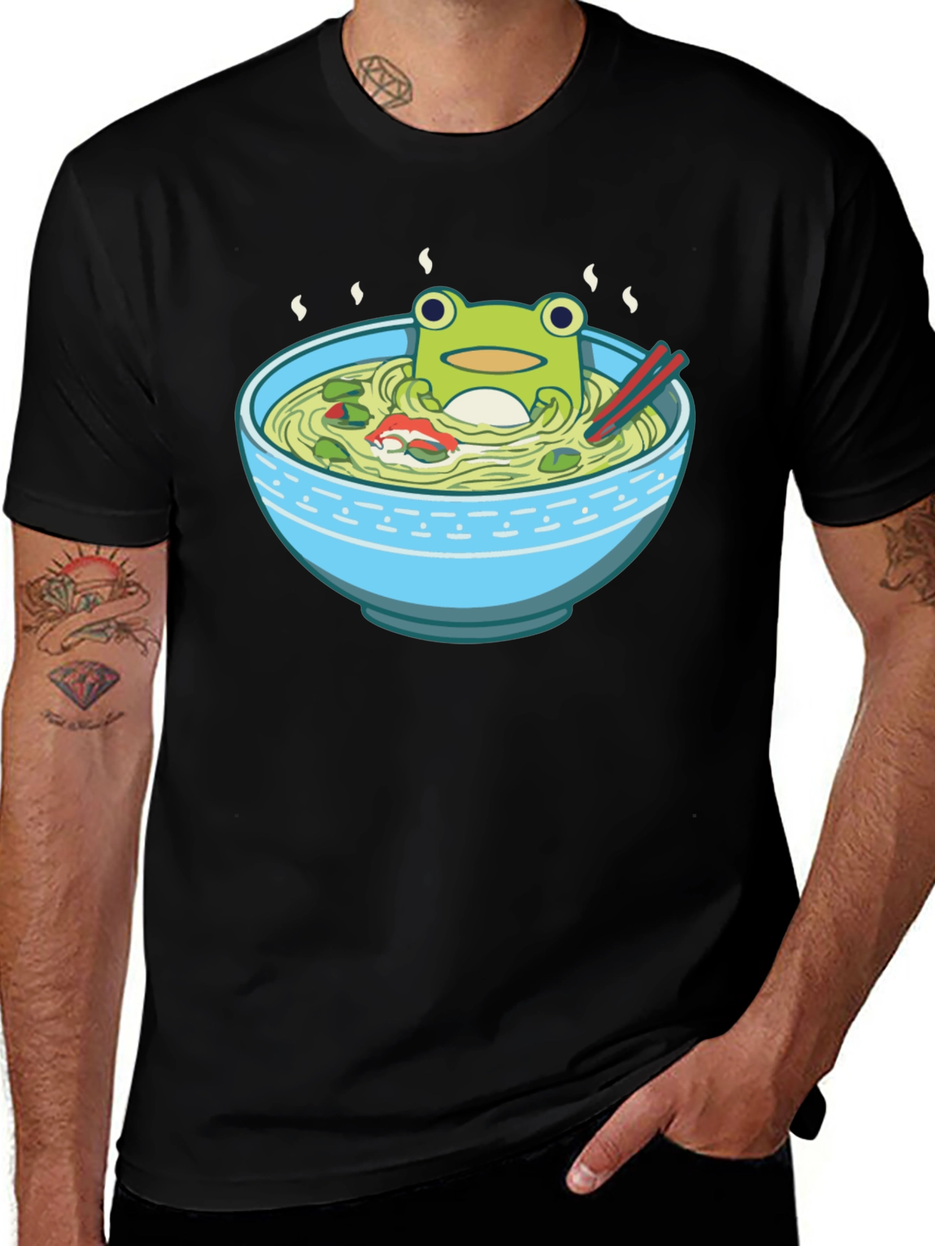 Variant 19 of Frog in Ramen Bowl Graphic Tee
